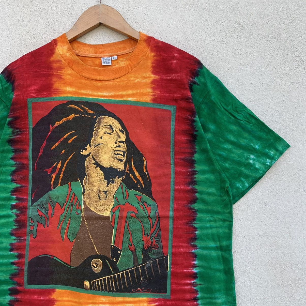 Bob Marley × Handmade × Vintage Vintage BOB MARLEY HANDMADE TIE DYE DESIGN T-shirt Size US XL / EU 56 / 4 - 5 Thumbnail