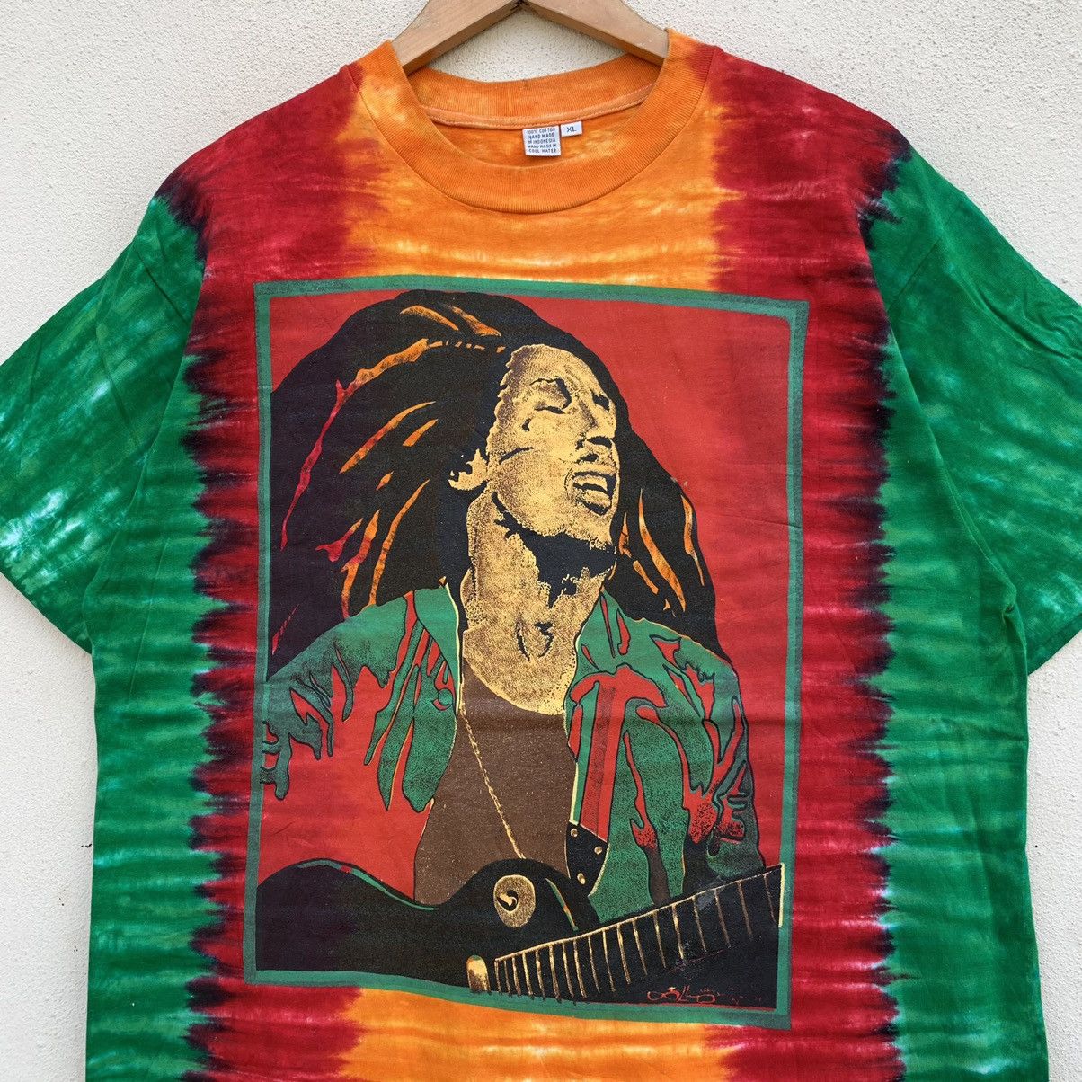 Bob Marley × Handmade × Vintage Vintage BOB MARLEY HANDMADE TIE DYE DESIGN T-shirt Size US XL / EU 56 / 4 - 2 Thumbnail