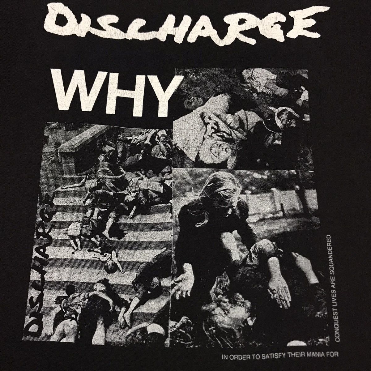 Band Tees × Vintage Vintage Discharge Why? D-Beat Hardcore Crust Punk T Shirt Size US M / EU 48-50 / 2 - 5 Thumbnail