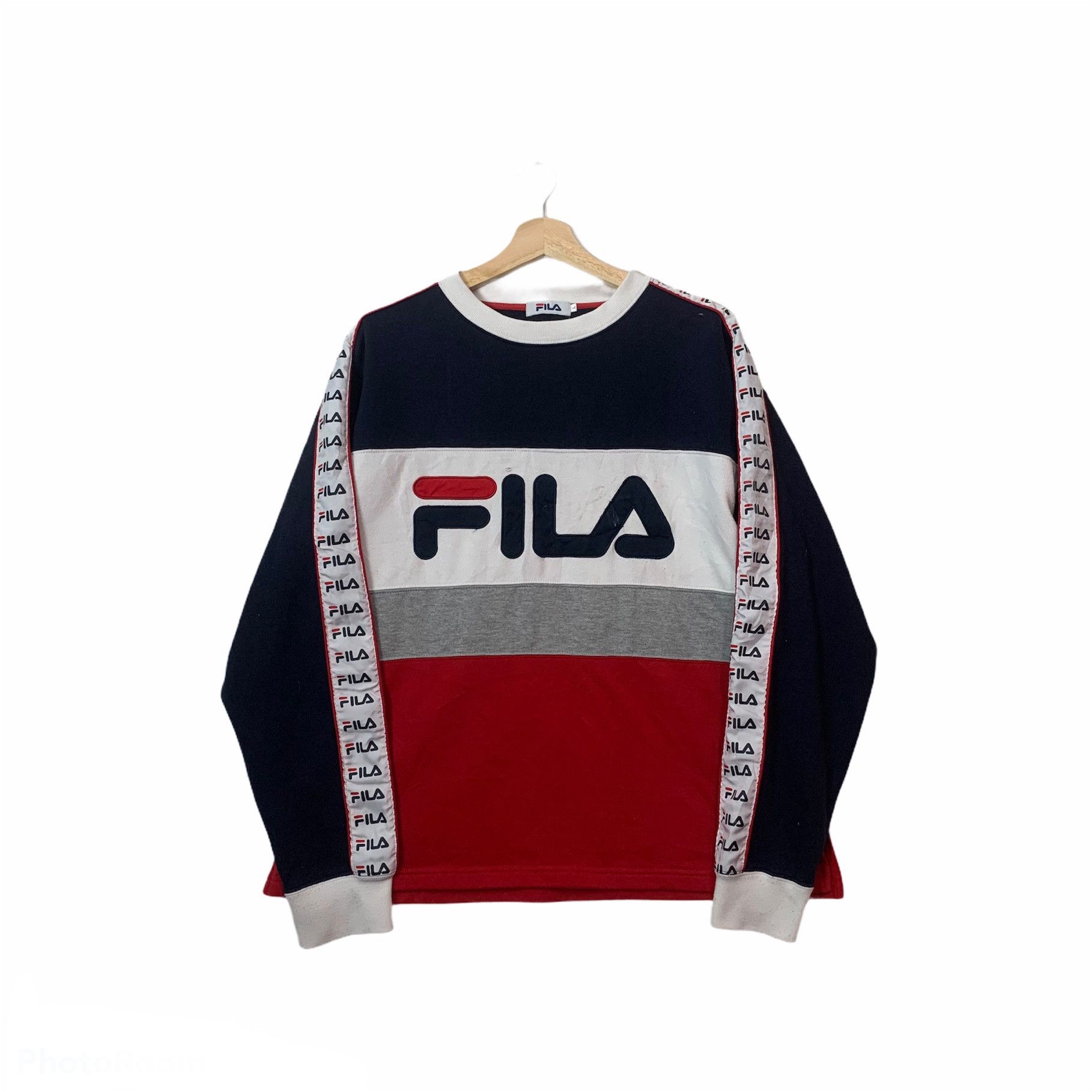 Fila 1990’s Vintage Fila Big Logo Spell Out Side Tape Sweater Size US L / EU 52-54 / 3 - 1 Thumbnail