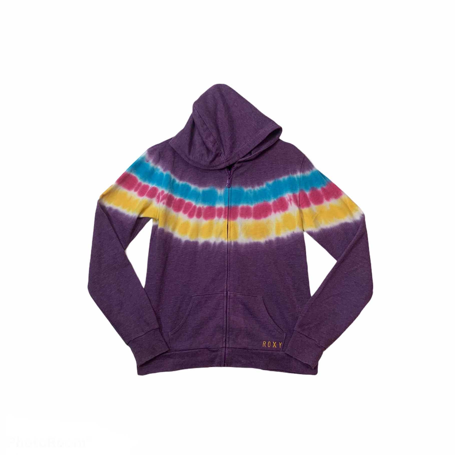 Rainbow Vintage Roxy Surfing Tie Dye Hooded Pullover Sweatshirts Size US XS / EU 42 / 0 - 1 Thumbnail