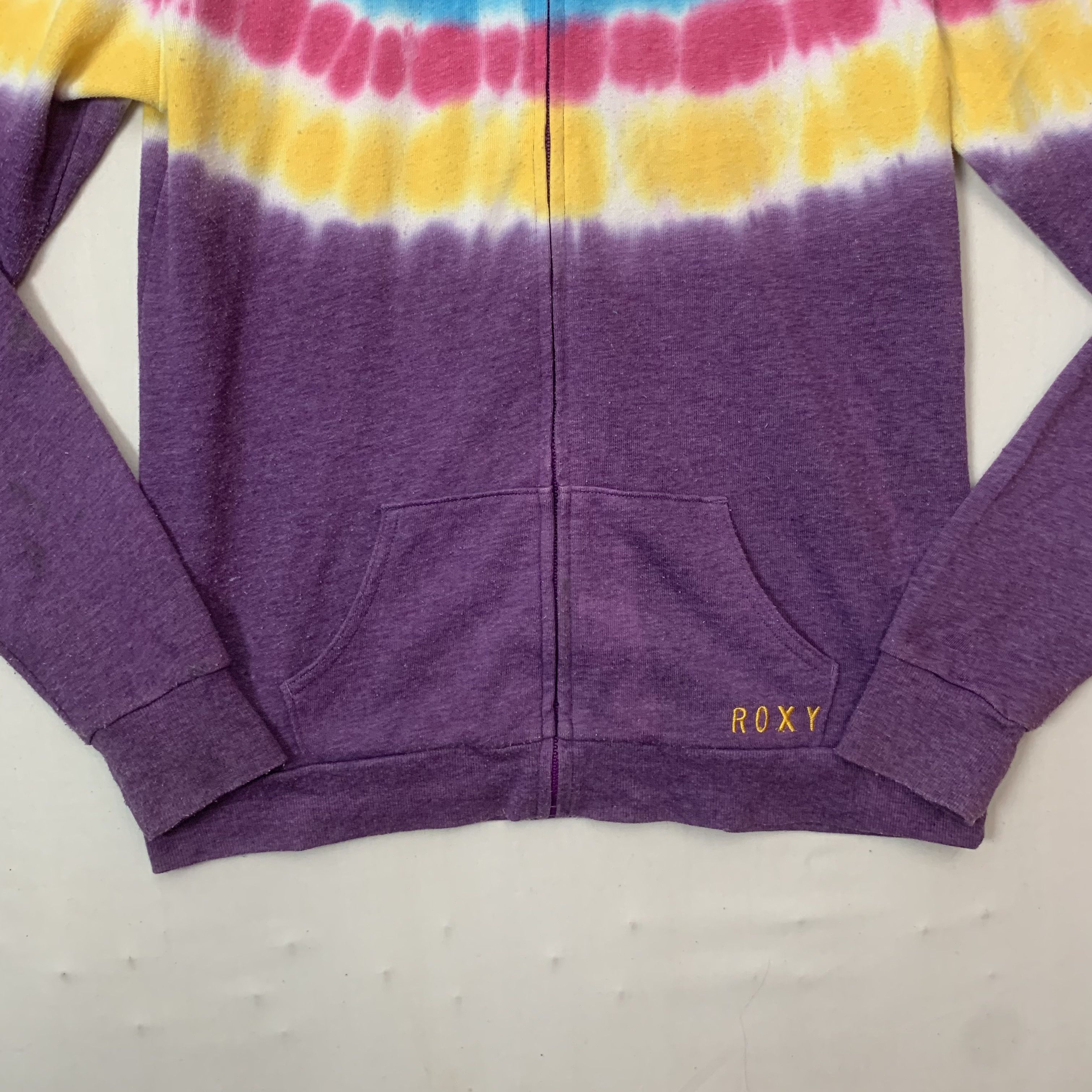 Rainbow Vintage Roxy Surfing Tie Dye Hooded Pullover Sweatshirts Size US XS / EU 42 / 0 - 5 Thumbnail