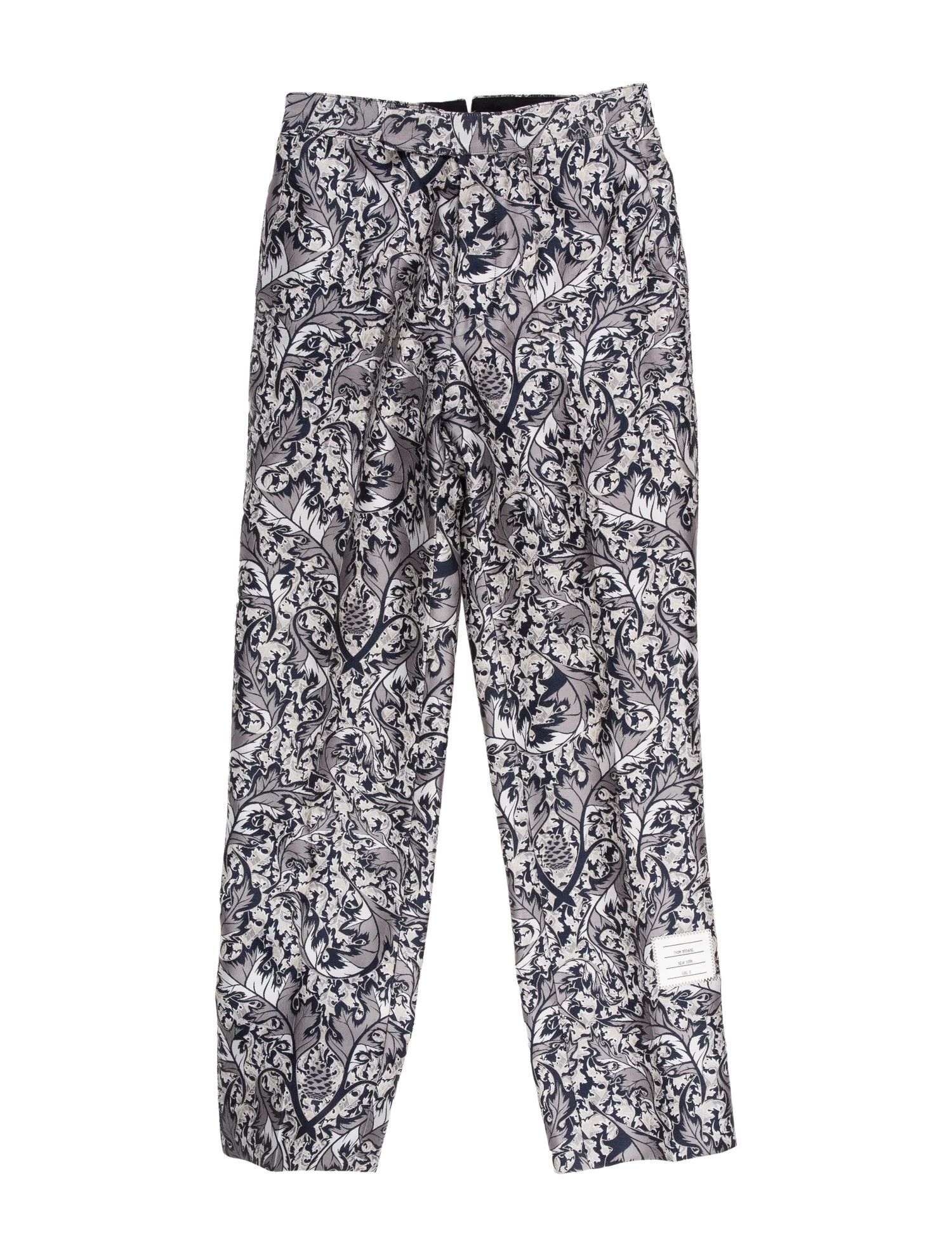 Thom Browne FW14 Thom Browne Leaf Print Silk-Blend Pants Size US 28 / EU 44 - 1 Thumbnail