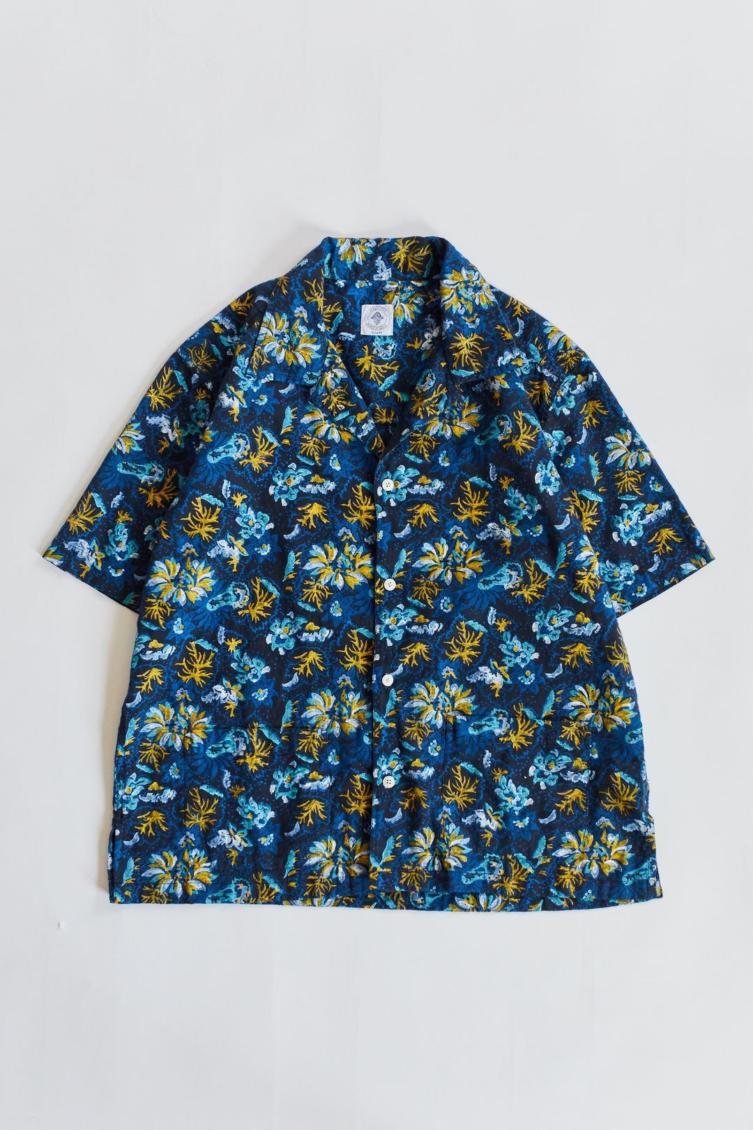 18 East 18East Yousef Camp Shirt in Navy Block Printed Linen Size US XS / EU 42 / 0 - 1 Thumbnail