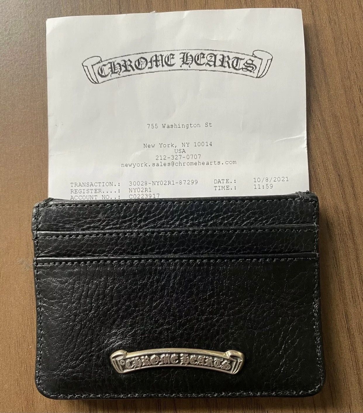 Chrome Hearts 100%Authentic Chrome Hearts Black Leather Card Holder ...