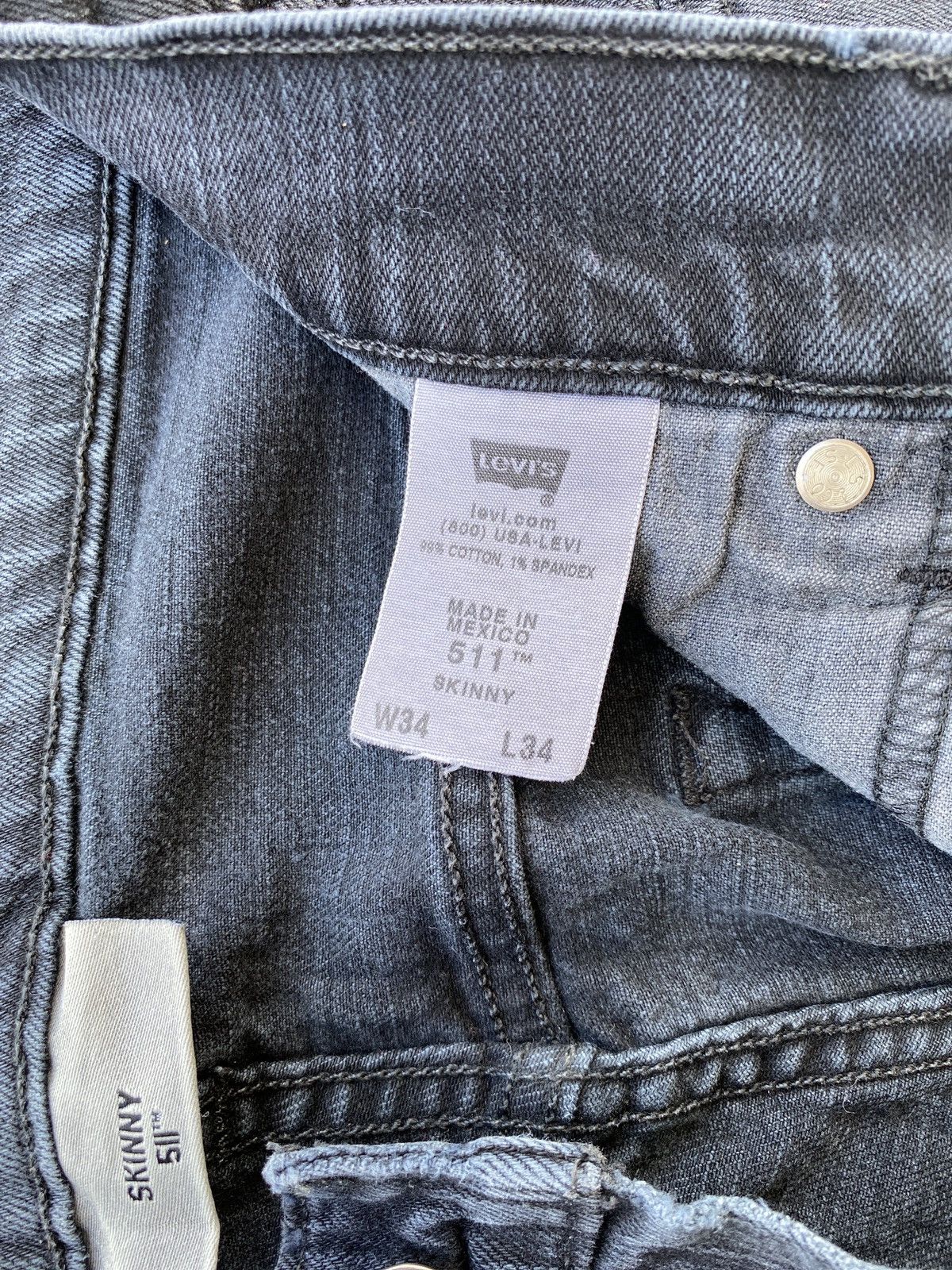 Jean × Levi's × Vintage VINTAGE LEVIS 511 FADED BLACK JEANS-J424 Size US 34 / EU 50 - 7 Thumbnail