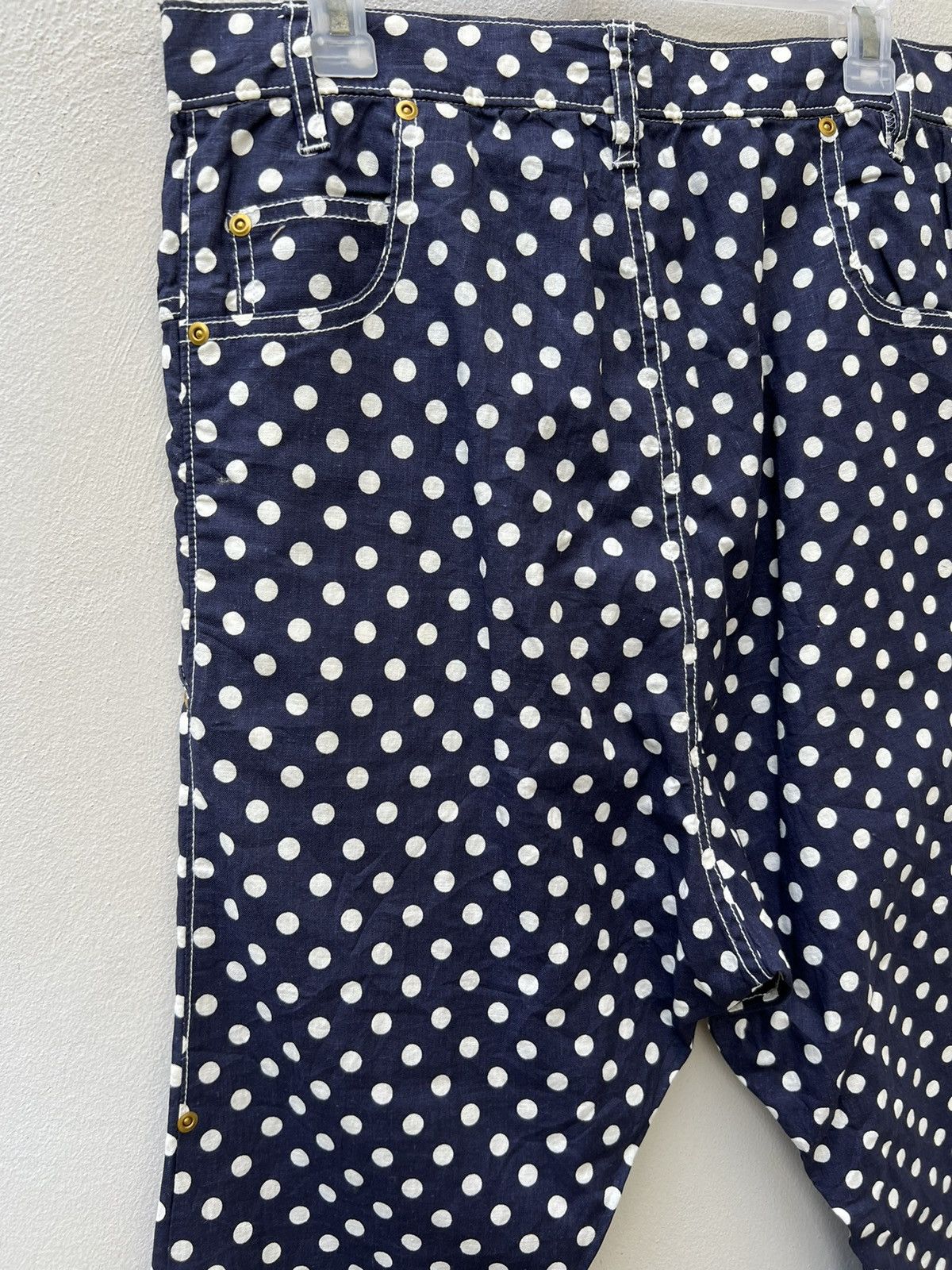 Issey Miyake Mercibeaucoup Drop Crotch Polka Dot Linen Pant Size US 31 - 13 Thumbnail