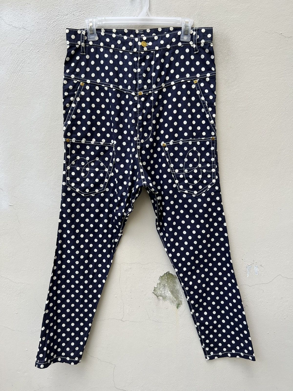 Issey Miyake Mercibeaucoup Drop Crotch Polka Dot Linen Pant Size US 31 - 3 Thumbnail