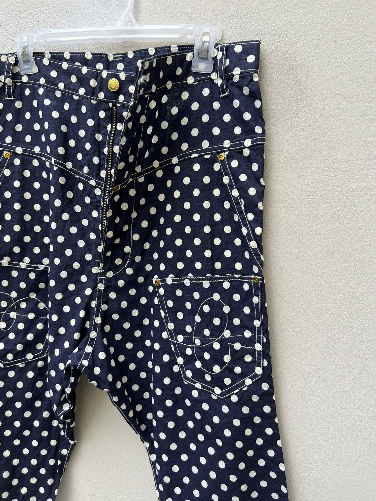 Issey Miyake Mercibeaucoup Drop Crotch Polka Dot Linen Pant Size US 31 - 10 Thumbnail