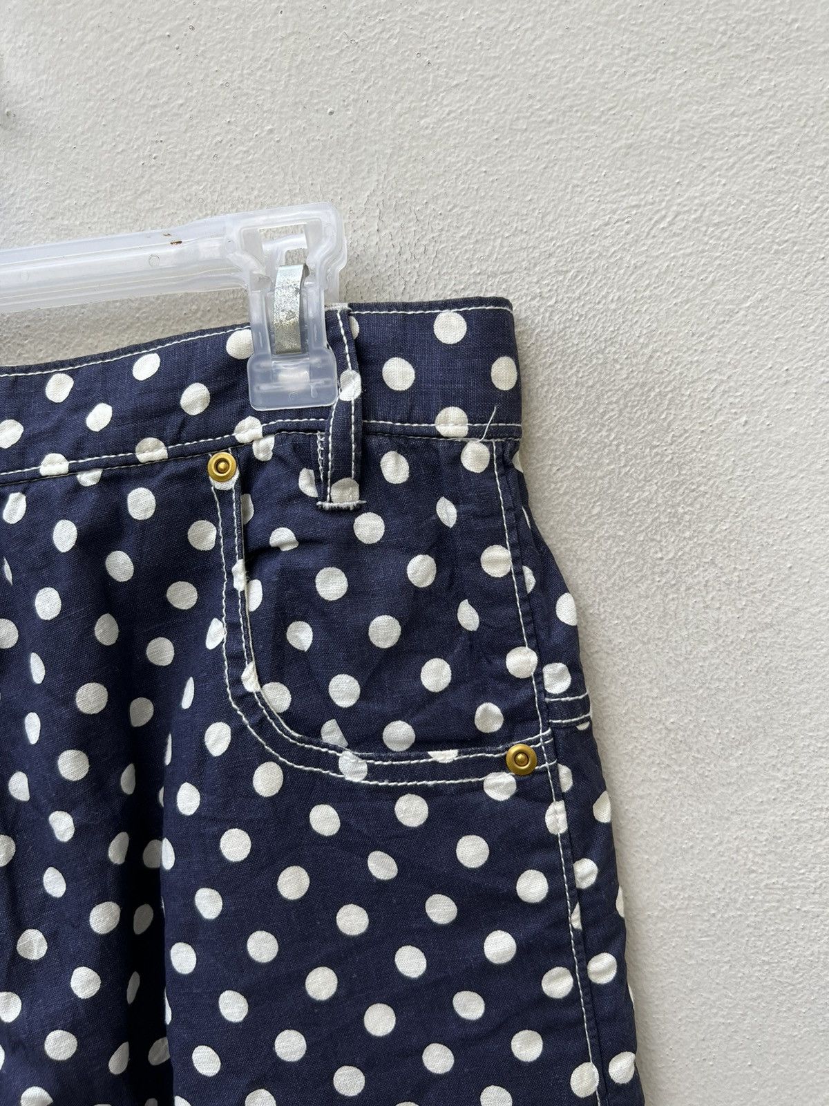 Issey Miyake Mercibeaucoup Drop Crotch Polka Dot Linen Pant Size US 31 - 15 Thumbnail