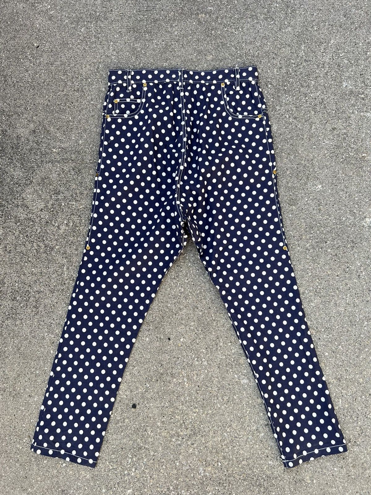 Issey Miyake Mercibeaucoup Drop Crotch Polka Dot Linen Pant Size US 31 - 2 Thumbnail