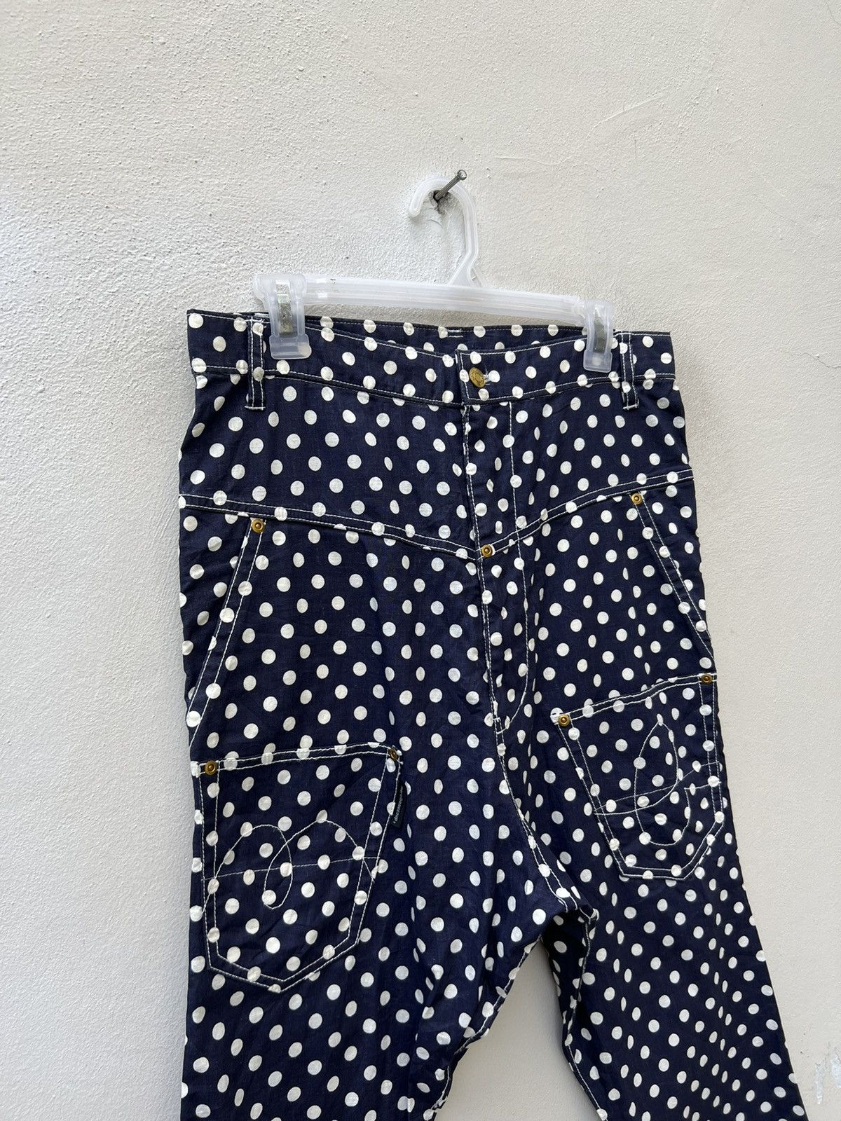 Issey Miyake Mercibeaucoup Drop Crotch Polka Dot Linen Pant Size US 31 - 4 Thumbnail