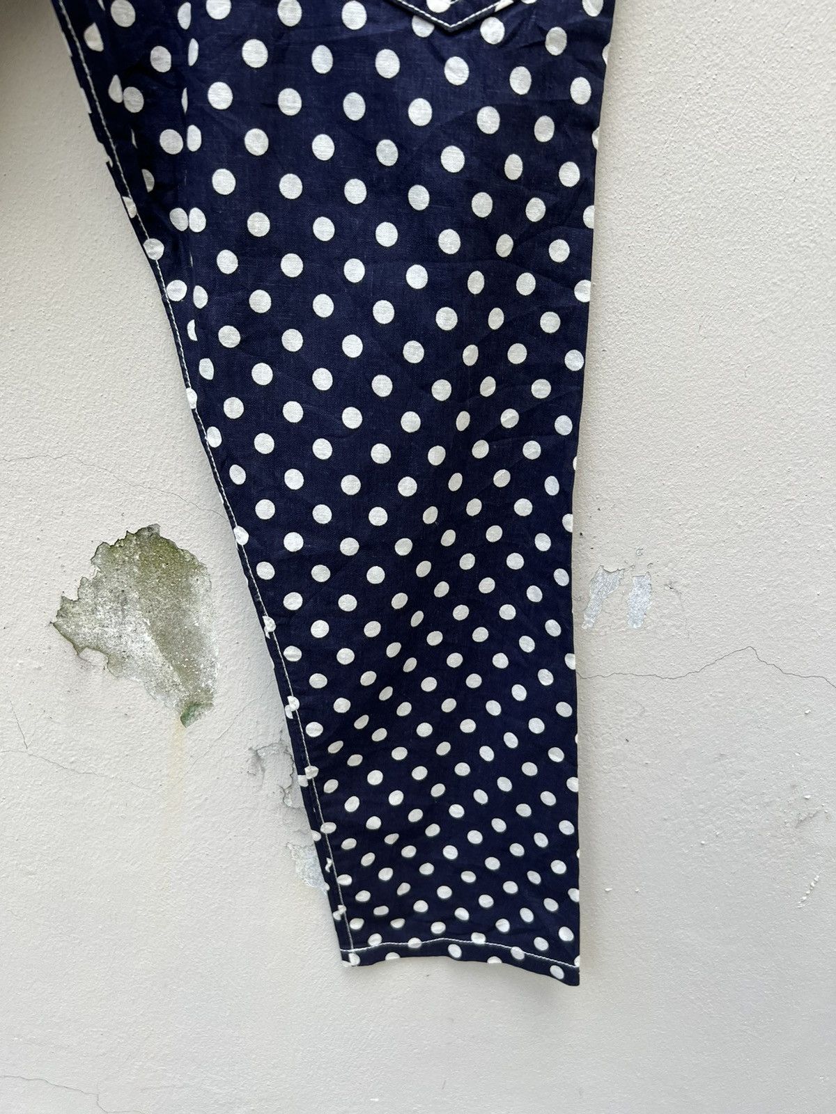 Issey Miyake Mercibeaucoup Drop Crotch Polka Dot Linen Pant Size US 31 - 11 Thumbnail