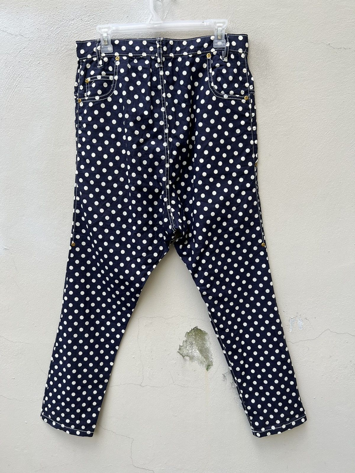 Issey Miyake Mercibeaucoup Drop Crotch Polka Dot Linen Pant Size US 31 - 12 Thumbnail
