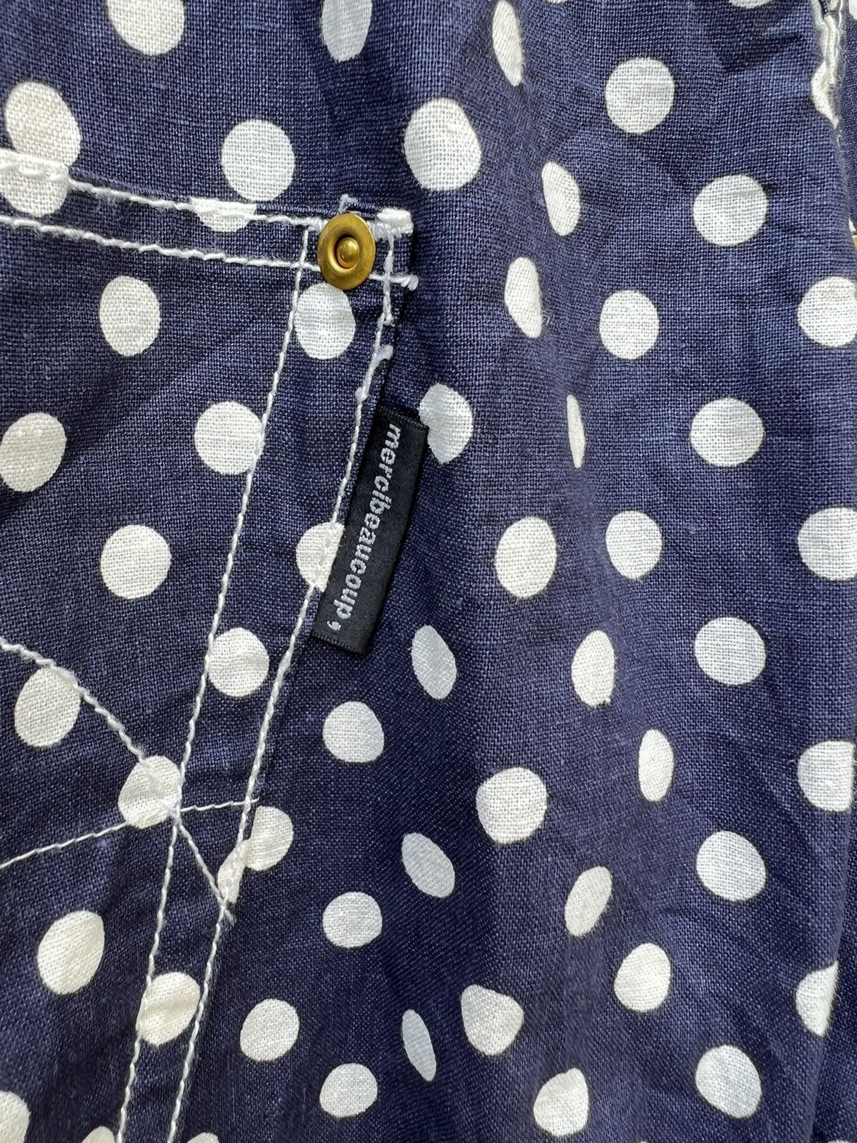 Issey Miyake Mercibeaucoup Drop Crotch Polka Dot Linen Pant Size US 31 - 5 Thumbnail