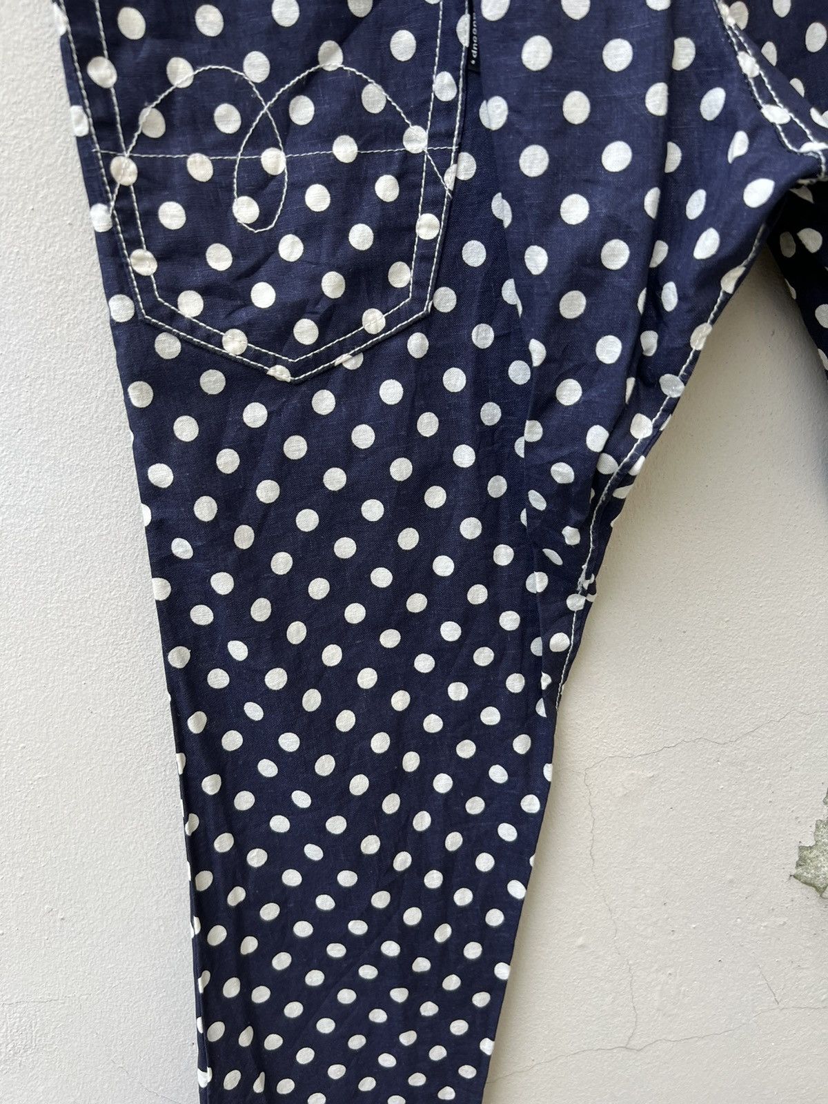 Issey Miyake Mercibeaucoup Drop Crotch Polka Dot Linen Pant Size US 31 - 8 Thumbnail