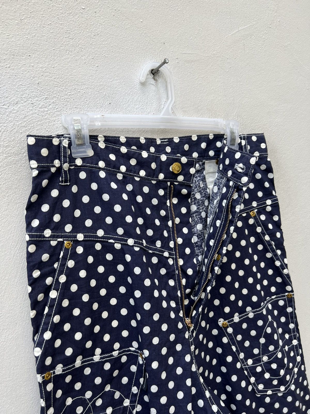 Issey Miyake Mercibeaucoup Drop Crotch Polka Dot Linen Pant Size US 31 - 7 Thumbnail