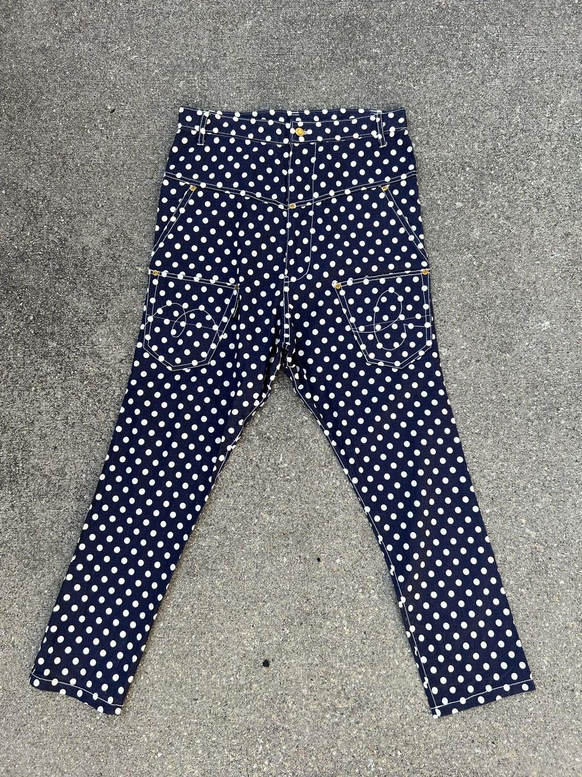 Issey Miyake Mercibeaucoup Drop Crotch Polka Dot Linen Pant Size US 31 - 1 Thumbnail