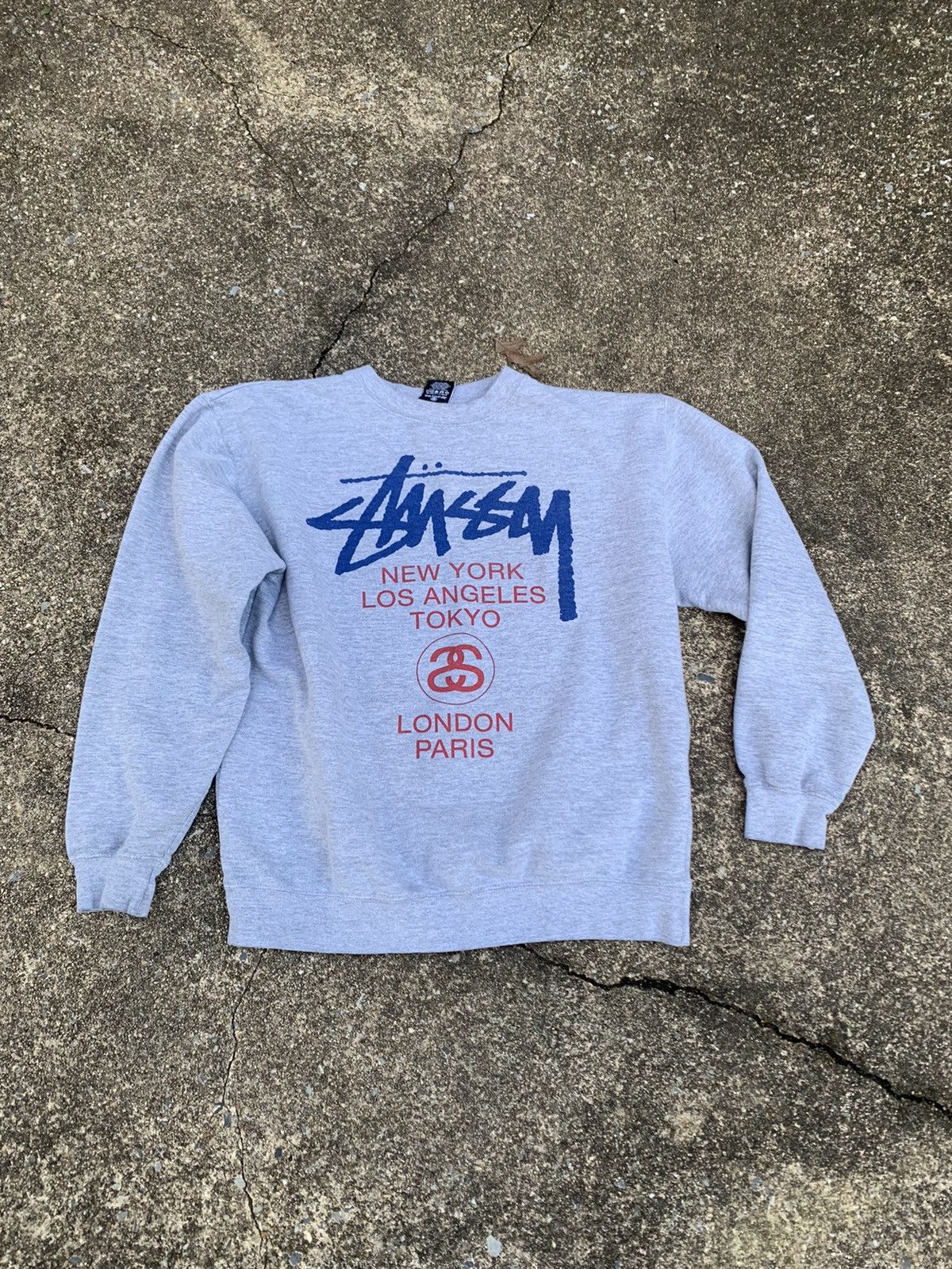 Stussy Y2K Made in USA Stussy Crewneck Pullover Logo Grey Size US M / EU 48-50 / 2 - 1 Thumbnail