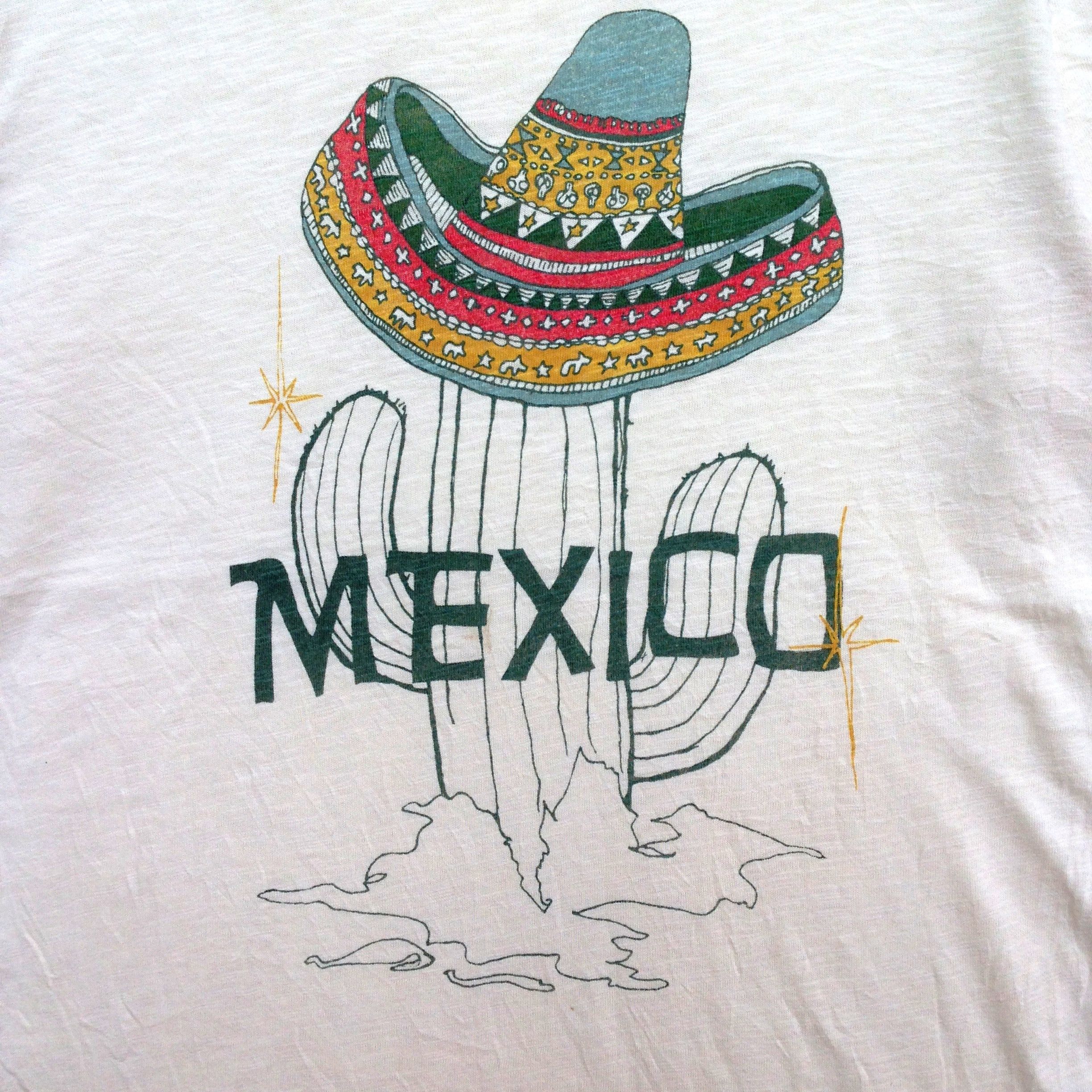 Vintage Mexico Shirt cactus wearing Mexican hat Single stitch Size US M / EU 48-50 / 2 - 3 Thumbnail