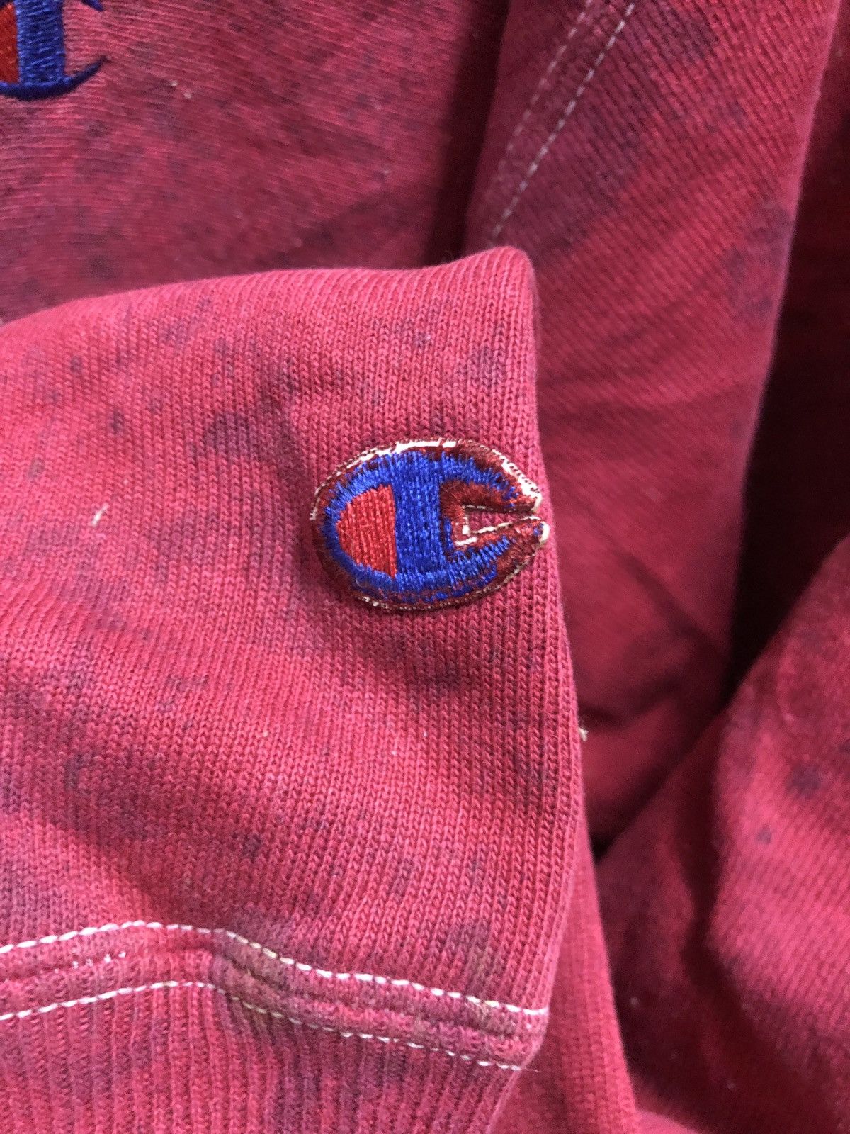 Champion Vtg 90s Champion Reverse Weave Distressed Bleach Sweatshirt Size US XL / EU 56 / 4 - 4 Thumbnail