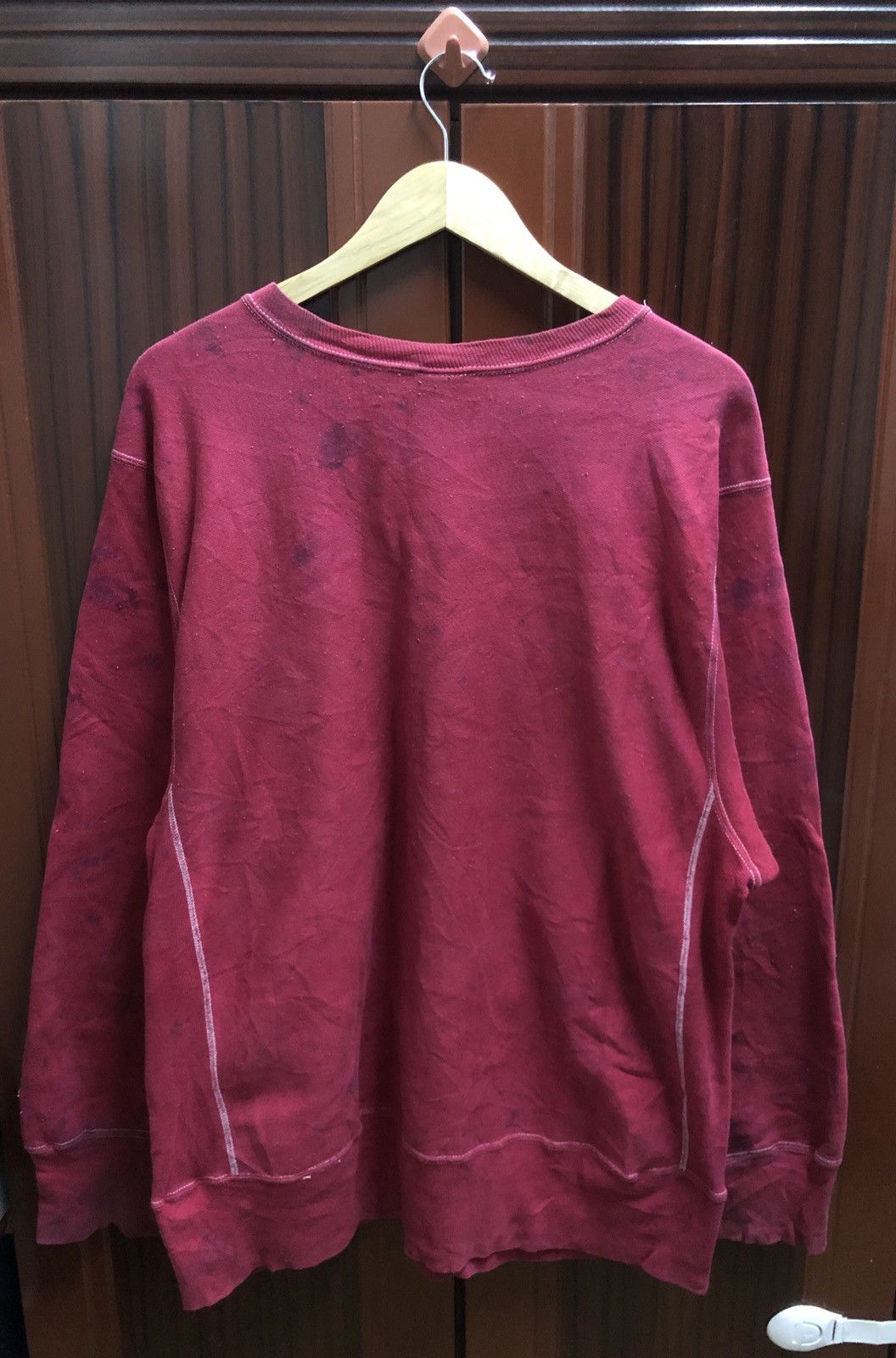 Champion Vtg 90s Champion Reverse Weave Distressed Bleach Sweatshirt Size US XL / EU 56 / 4 - 2 Thumbnail