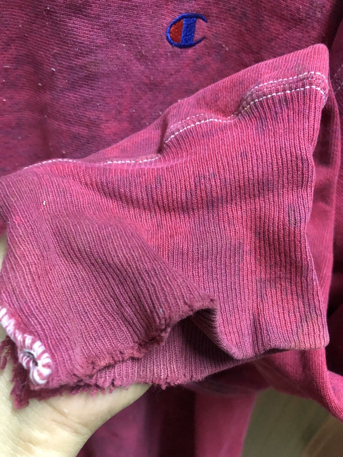 Champion Vtg 90s Champion Reverse Weave Distressed Bleach Sweatshirt Size US XL / EU 56 / 4 - 6 Thumbnail
