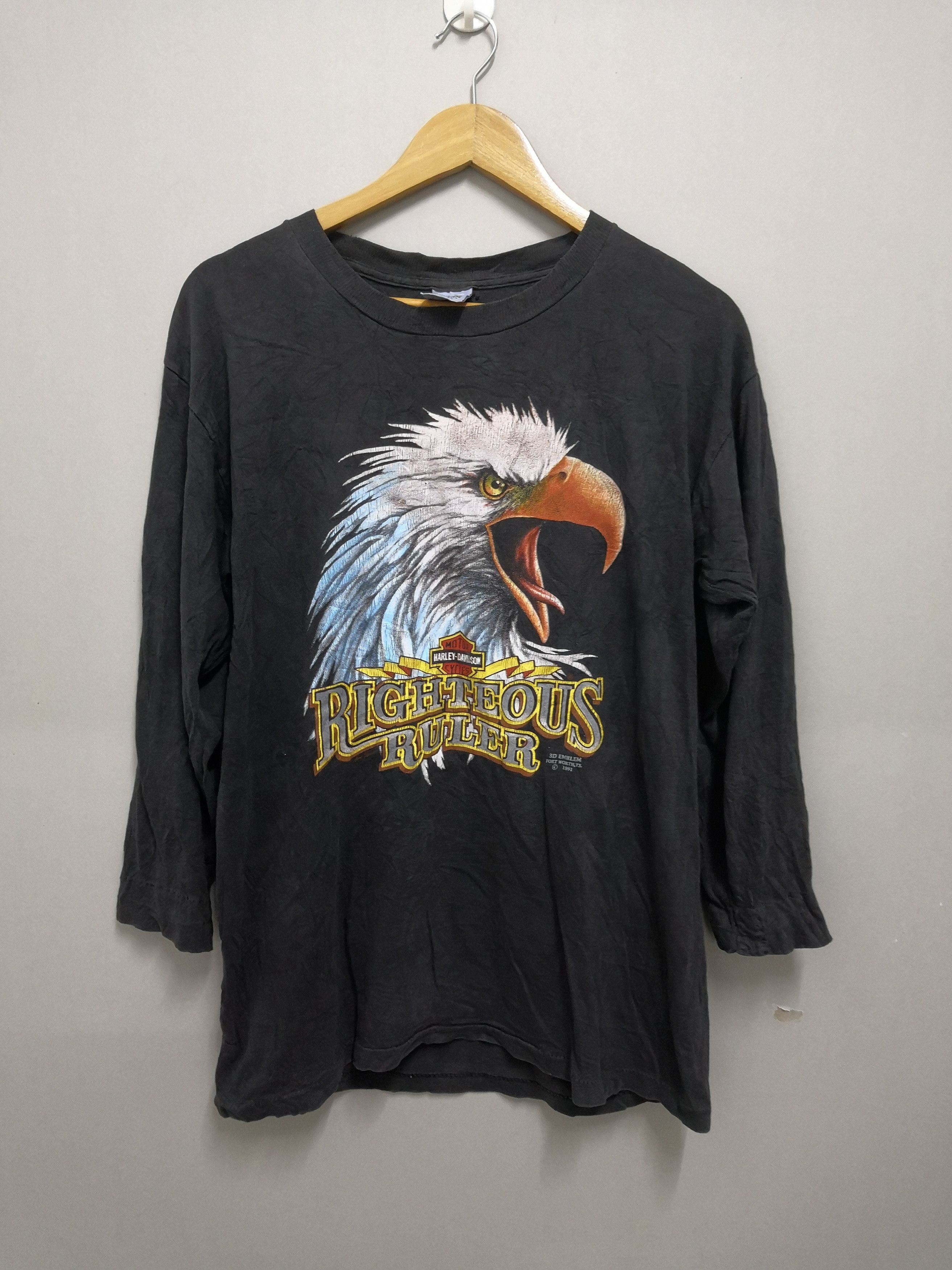 Harley Davidson × Vintage Vintage Trashed 90s Harley Davidson 3D Emblem Shirt Size US M / EU 48-50 / 2 - 1 Thumbnail