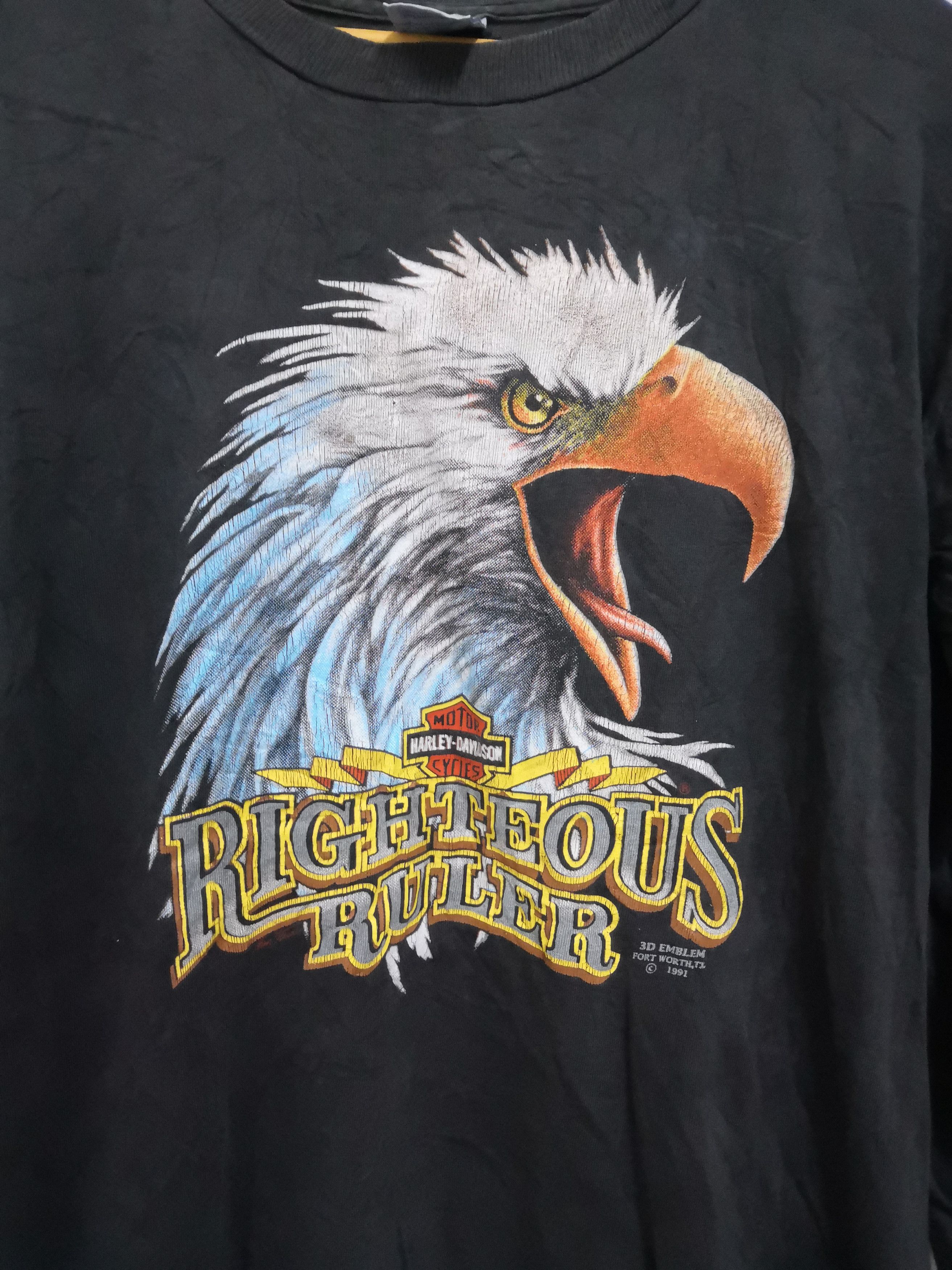 Harley Davidson × Vintage Vintage Trashed 90s Harley Davidson 3D Emblem Shirt Size US M / EU 48-50 / 2 - 3 Thumbnail