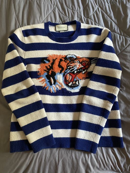 Gucci Gucci Striped wool sweater with tiger head | Grailed