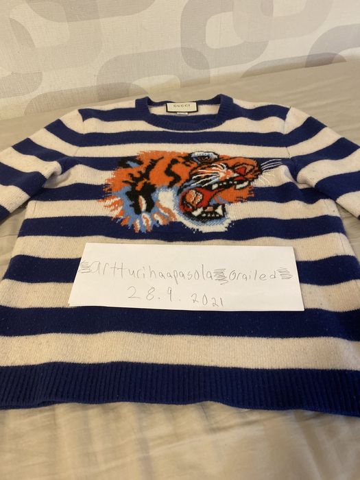 Gucci Gucci Striped wool sweater with tiger head | Grailed