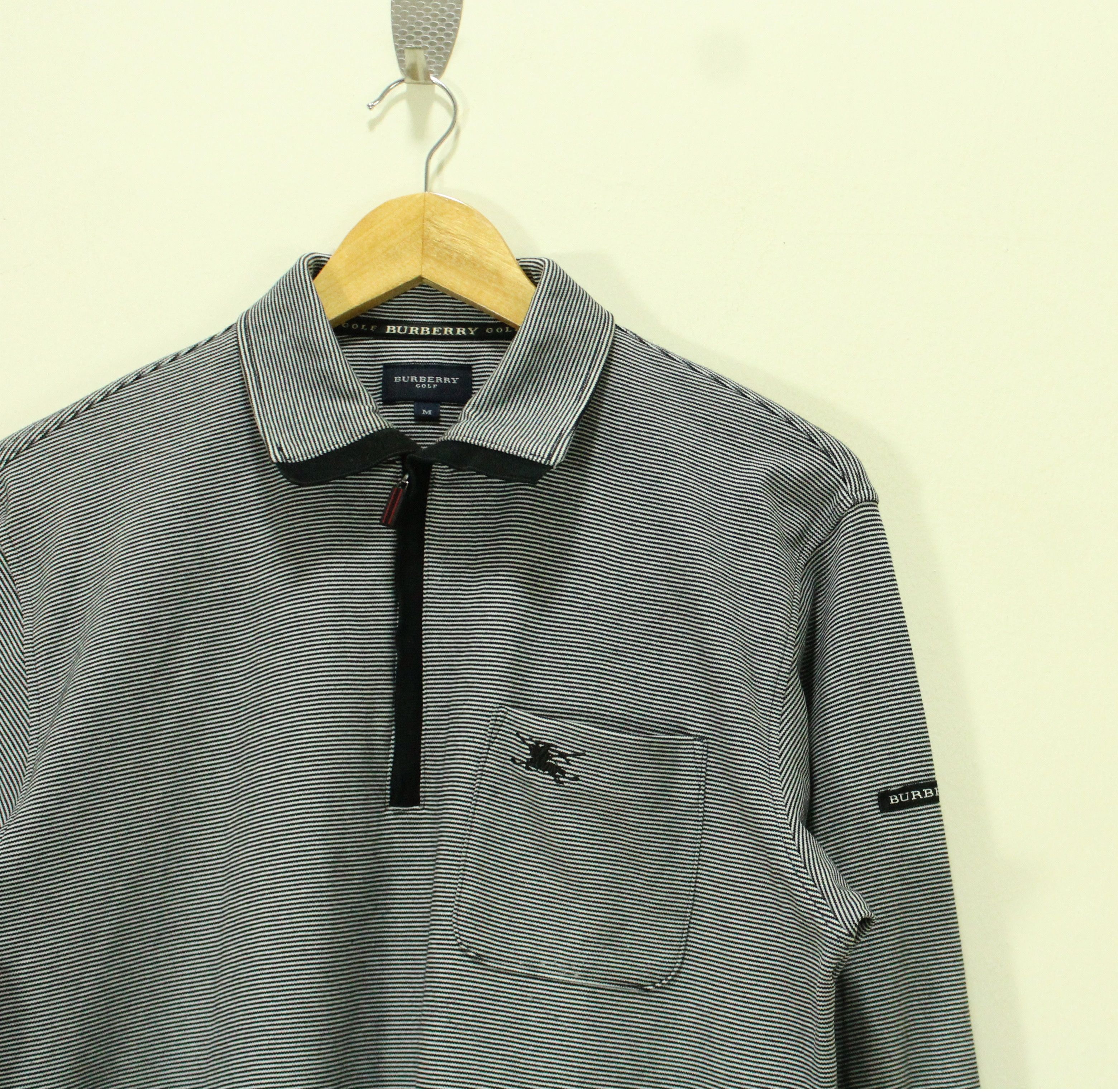 Burberry × Japanese Brand BURBERRY Shirt Golf Small Striped Pocket Fit Like S/M Size Size US M / EU 48-50 / 2 - 1 Thumbnail