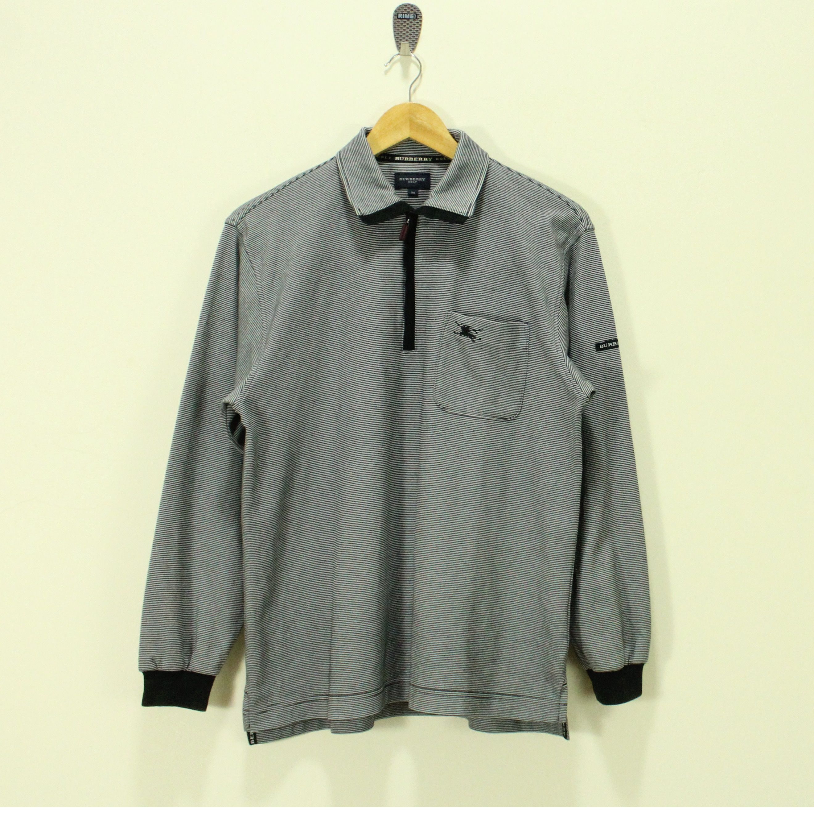 Burberry × Japanese Brand BURBERRY Shirt Golf Small Striped Pocket Fit Like S/M Size Size US M / EU 48-50 / 2 - 2 Thumbnail