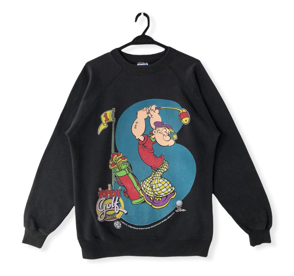 Cartoon Network RARE🔥VINTAGE 1993 POPEYE GOLF MIRROR PRINT SWEATSHIRT Size US L / EU 52-54 / 3 - 1 Thumbnail