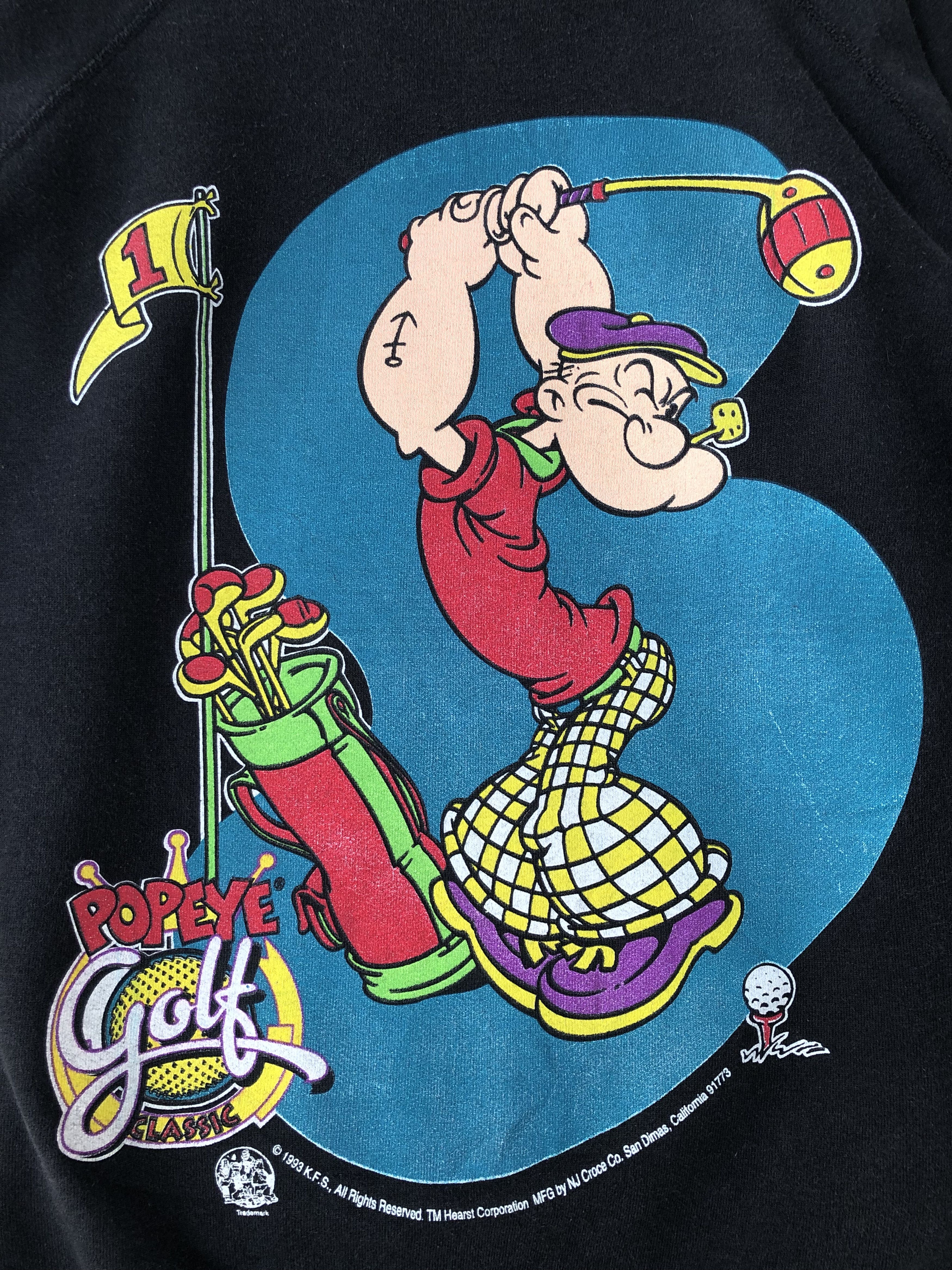 Cartoon Network RARE🔥VINTAGE 1993 POPEYE GOLF MIRROR PRINT SWEATSHIRT Size US L / EU 52-54 / 3 - 3 Thumbnail