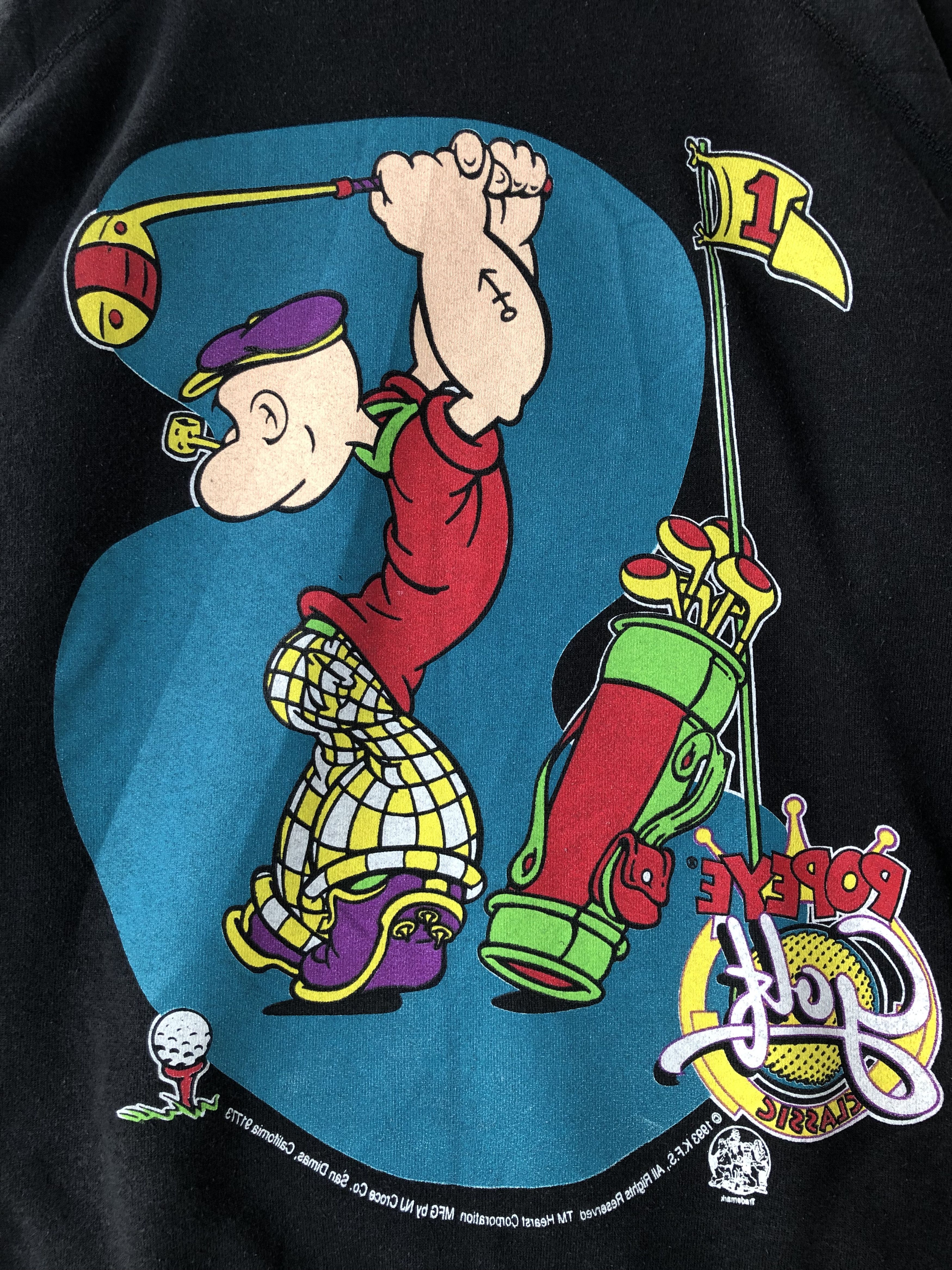 Cartoon Network RARE🔥VINTAGE 1993 POPEYE GOLF MIRROR PRINT SWEATSHIRT Size US L / EU 52-54 / 3 - 5 Thumbnail