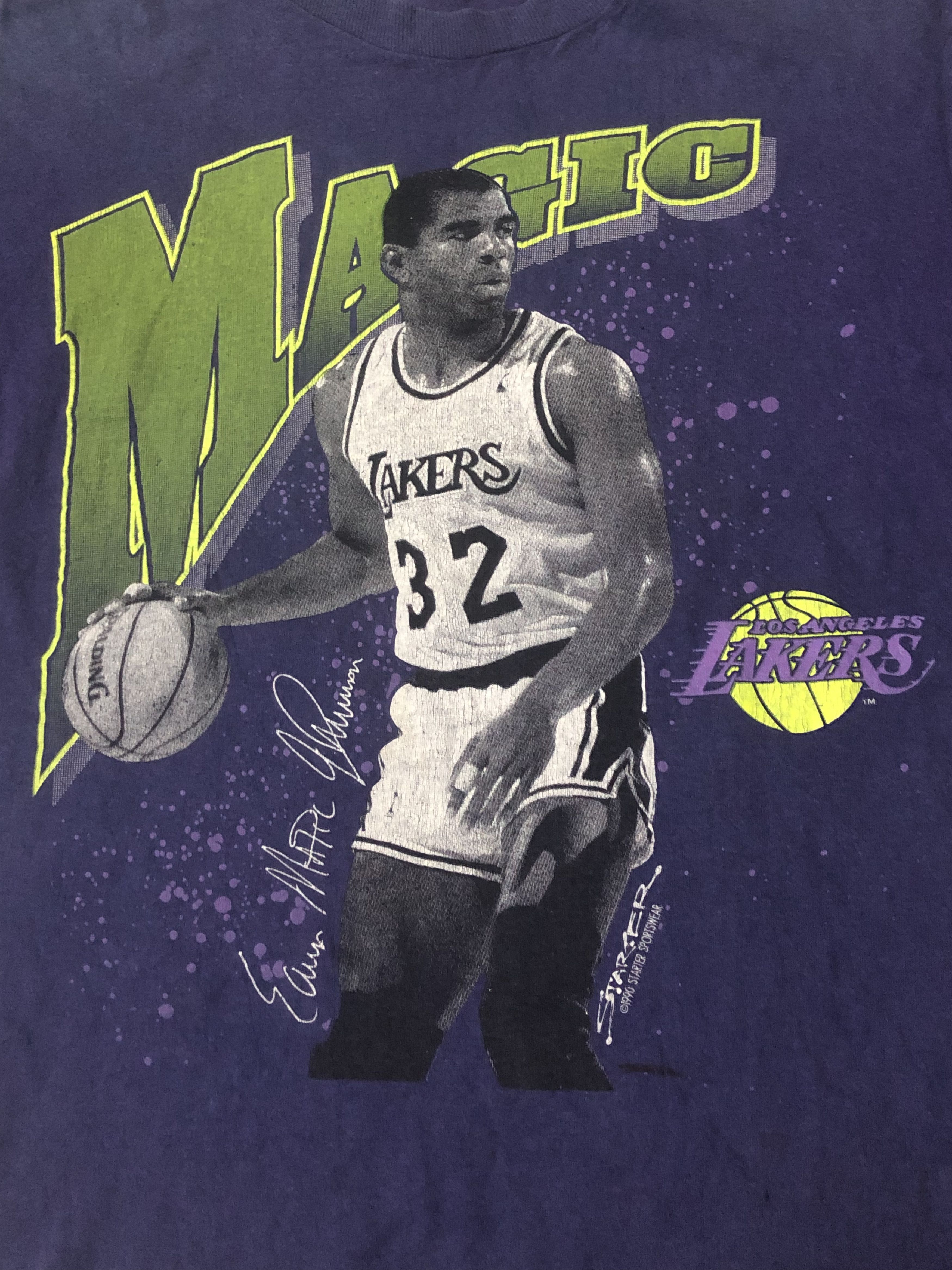 NBA RARE🔥VINTAGE 1990 LA LAKERS MAGIC JOHNSON BY STARTER TEE Size US M / EU 48-50 / 2 - 2 Thumbnail