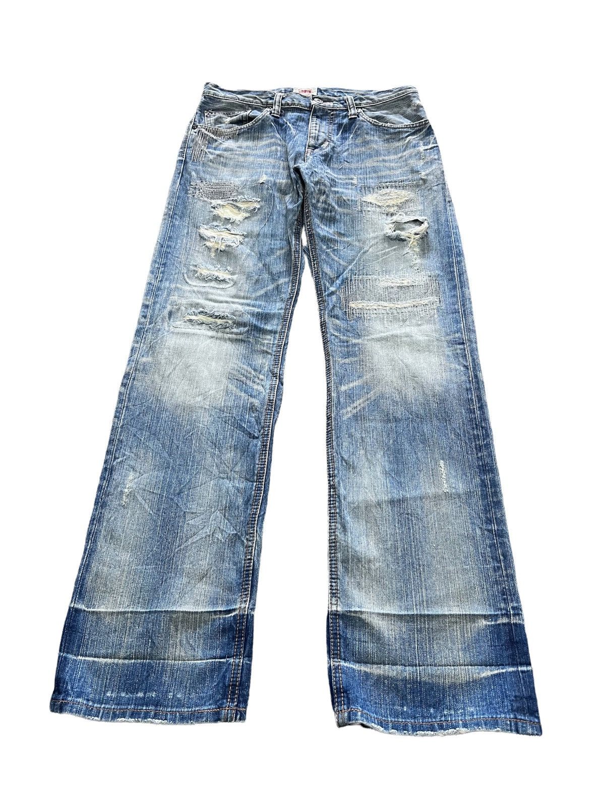 Edwin × Japanese Brand FIRE🔥EDWIN EXCLUSIVE VINTAGE RIPPED DISTRESSED DENIM PANTS Size US 32 / EU 48 - 4 Thumbnail