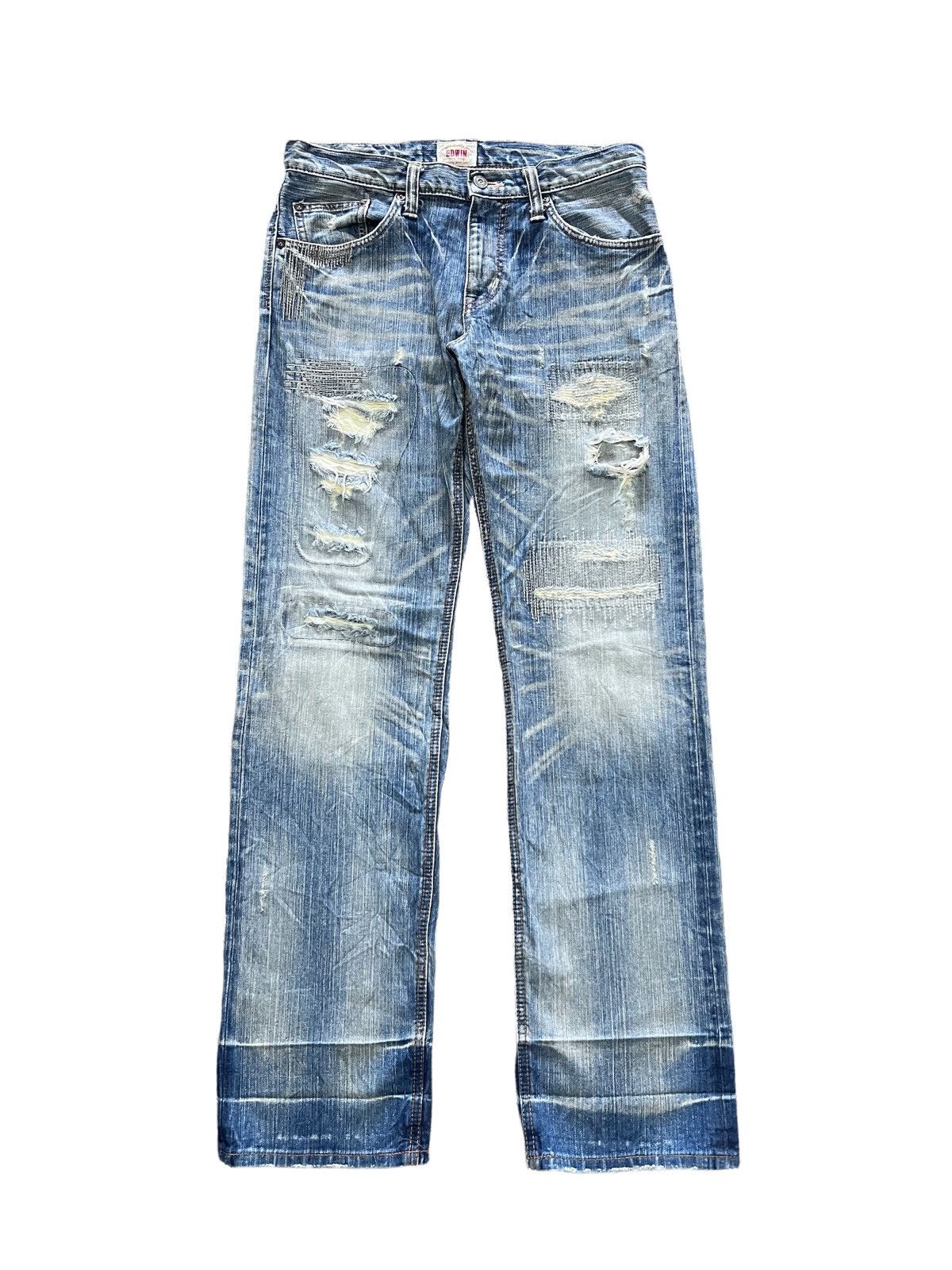 Edwin × Japanese Brand FIRE🔥EDWIN EXCLUSIVE VINTAGE RIPPED DISTRESSED DENIM PANTS Size US 32 / EU 48 - 1 Thumbnail