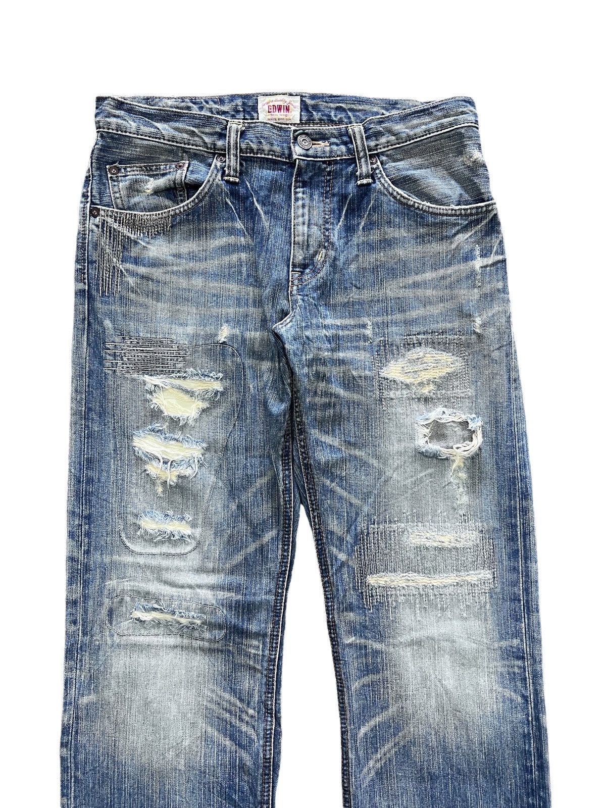 Edwin × Japanese Brand FIRE🔥EDWIN EXCLUSIVE VINTAGE RIPPED DISTRESSED DENIM PANTS Size US 32 / EU 48 - 2 Thumbnail