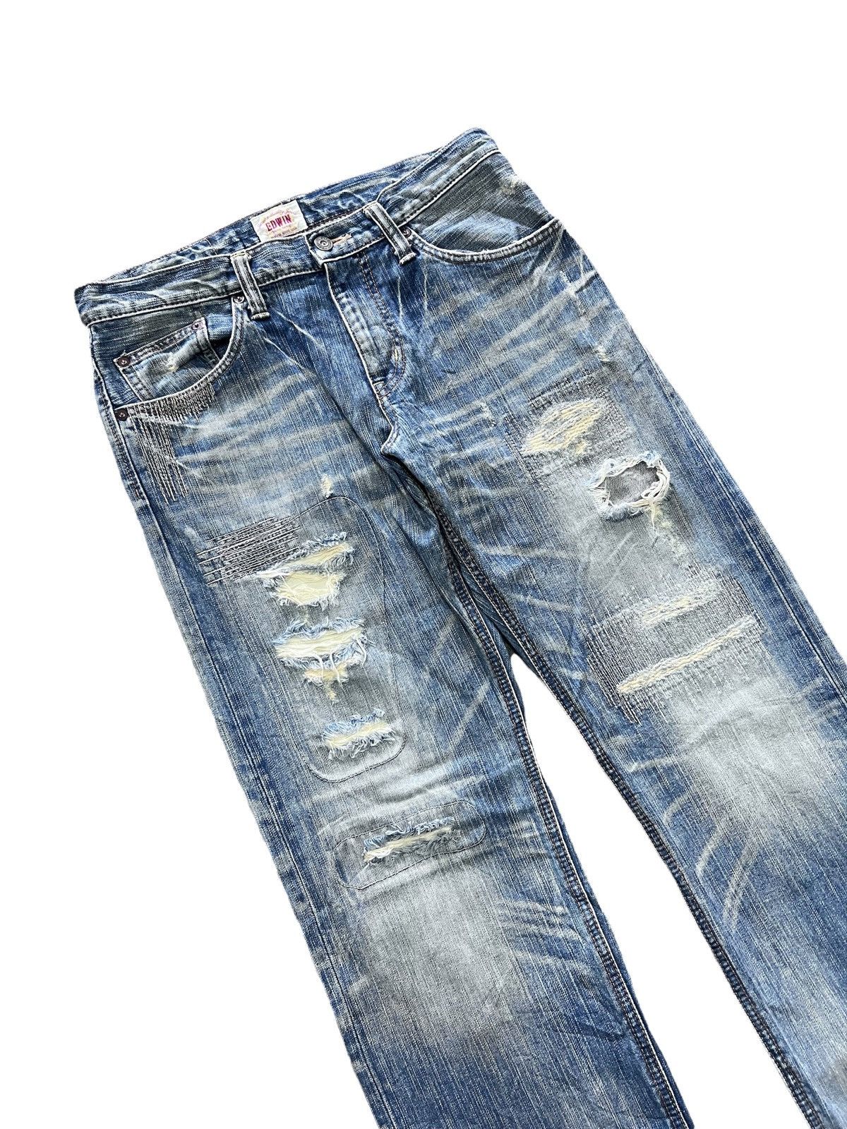 Edwin × Japanese Brand FIRE🔥EDWIN EXCLUSIVE VINTAGE RIPPED DISTRESSED DENIM PANTS Size US 32 / EU 48 - 3 Thumbnail