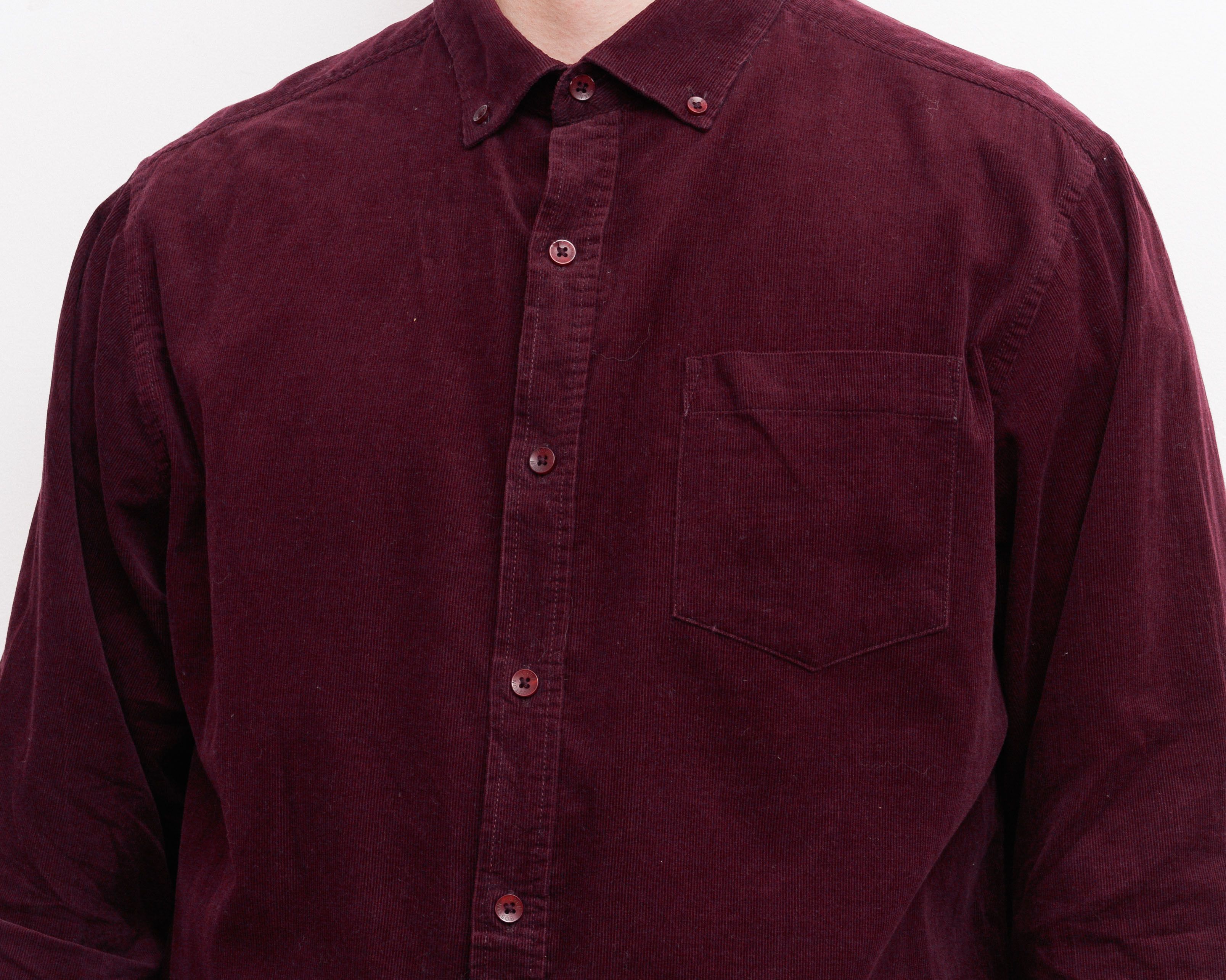 Other × Vintage BOSTON Shirt Soft Corduroy Button Up Burgundy Long Sleeve Size US XL / EU 56 / 4 - 2 Thumbnail