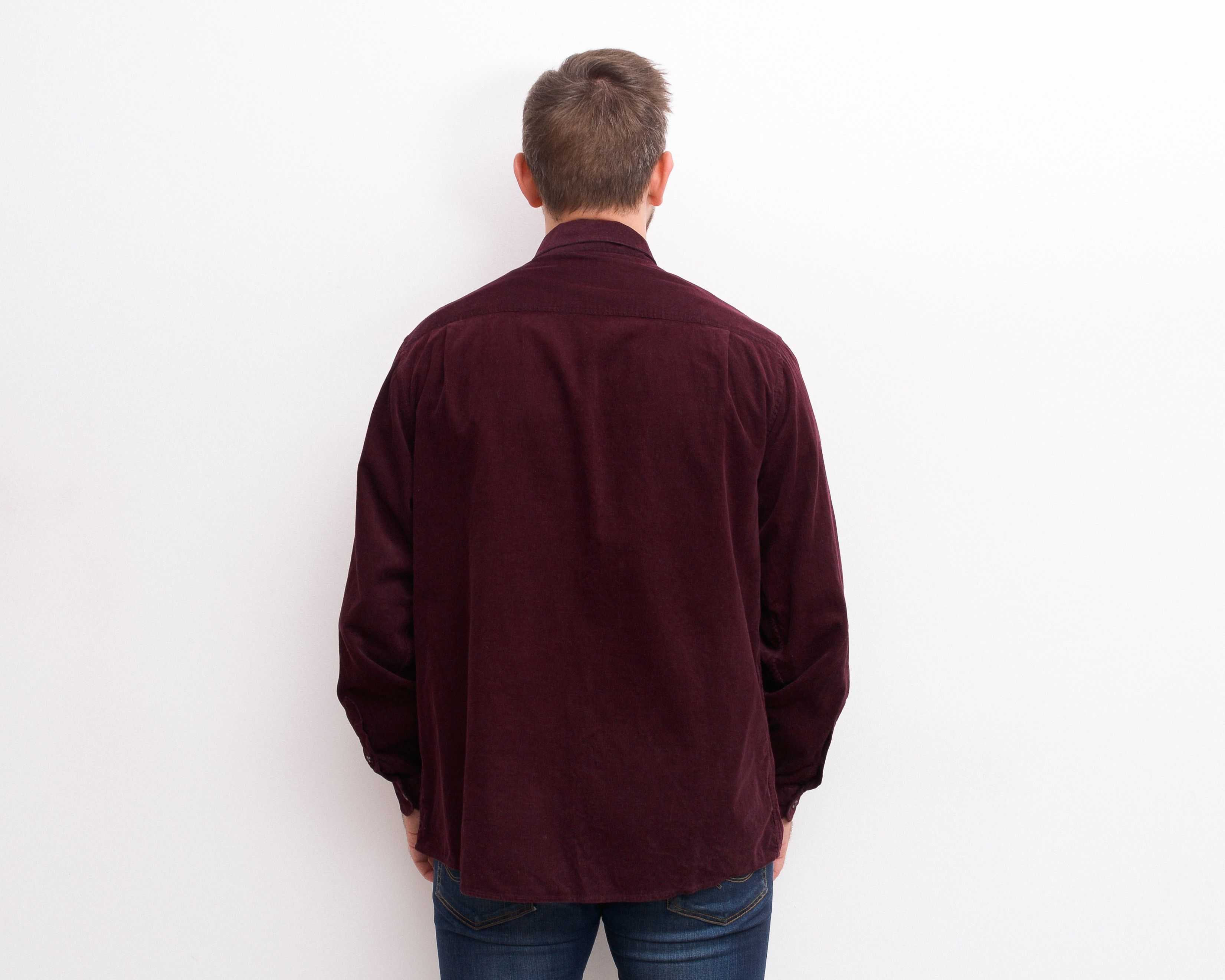 Other × Vintage BOSTON Shirt Soft Corduroy Button Up Burgundy Long Sleeve Size US XL / EU 56 / 4 - 5 Thumbnail