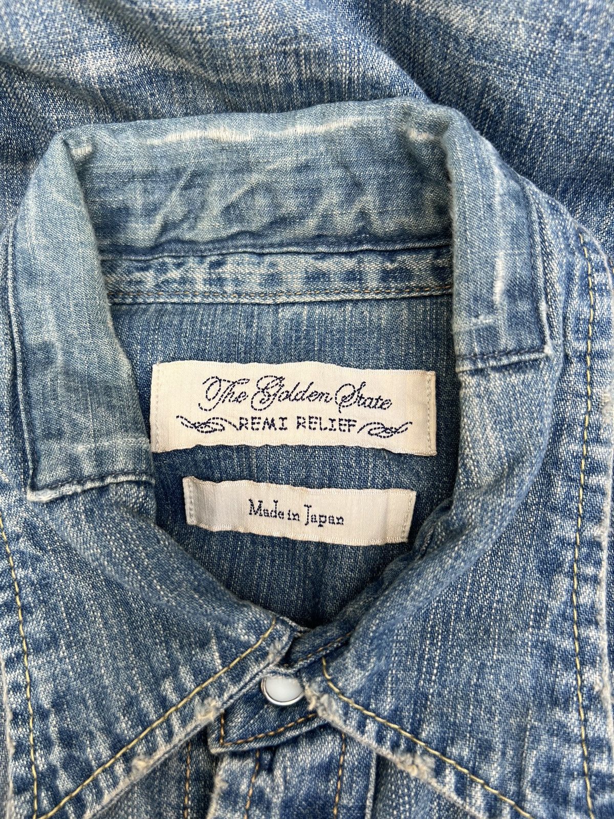 Remi Relief Remi Relief Distress Patchwork Denim Bowie Art Western shirt Size US S / EU 44-46 / 1 - 13 Thumbnail