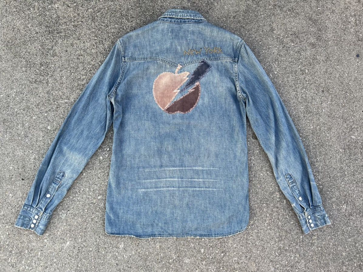 Remi Relief Remi Relief Distress Patchwork Denim Bowie Art Western shirt Size US S / EU 44-46 / 1 - 1 Thumbnail