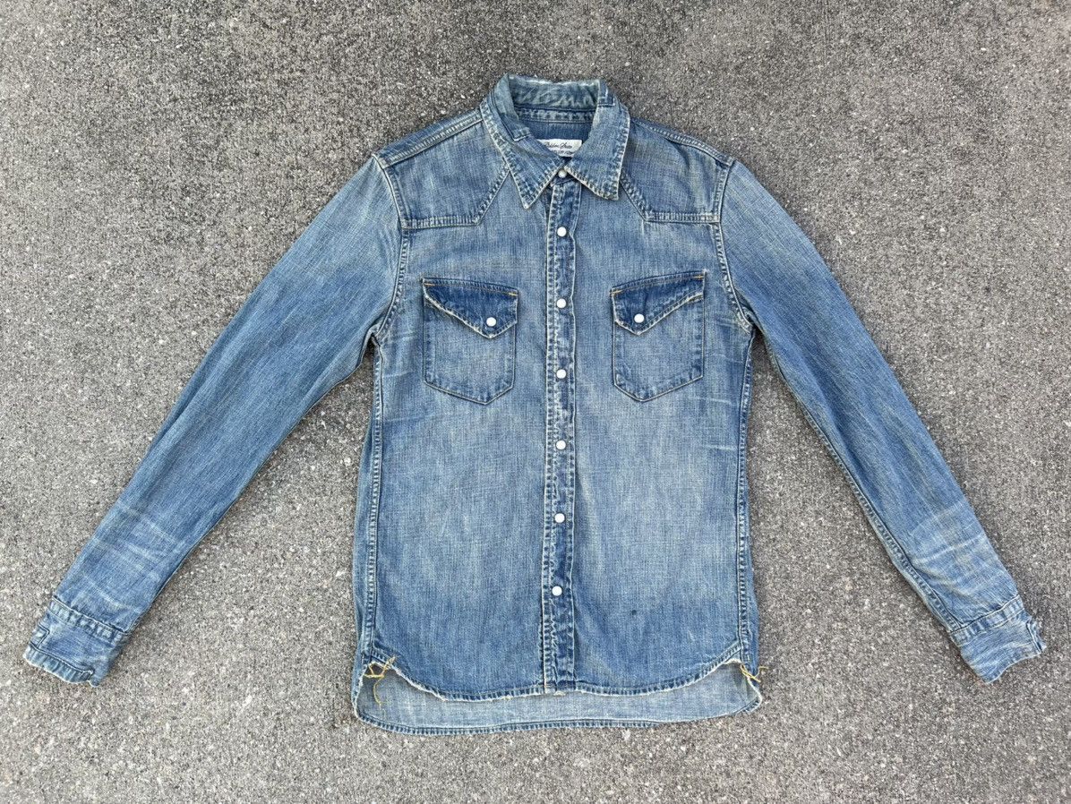 Remi Relief Remi Relief Distress Patchwork Denim Bowie Art Western shirt Size US S / EU 44-46 / 1 - 2 Thumbnail