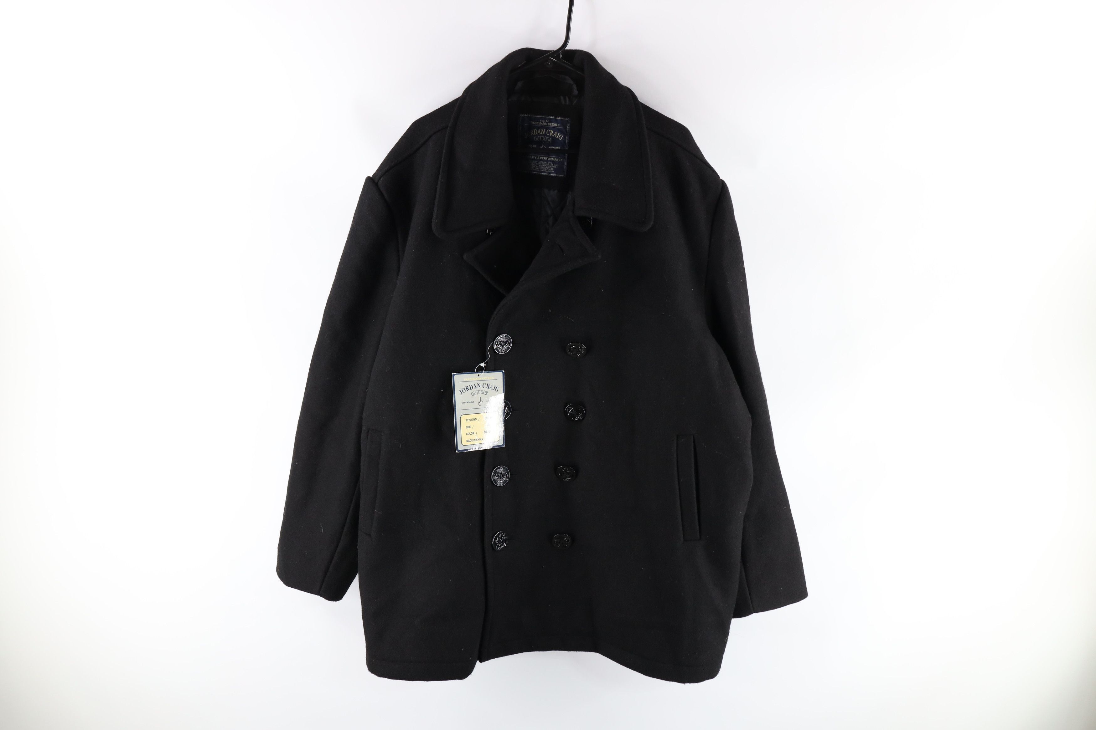 NOS Vintage Streetwear Insulated Naval Peacoat Jacket Black