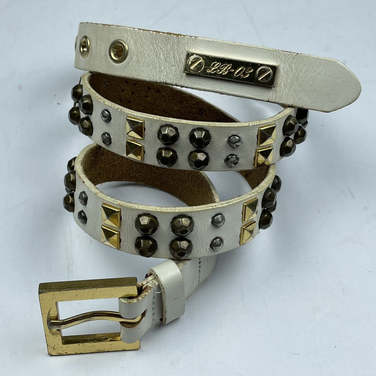 Genuine Leather studded leather belt Size 34 - 1 Thumbnail
