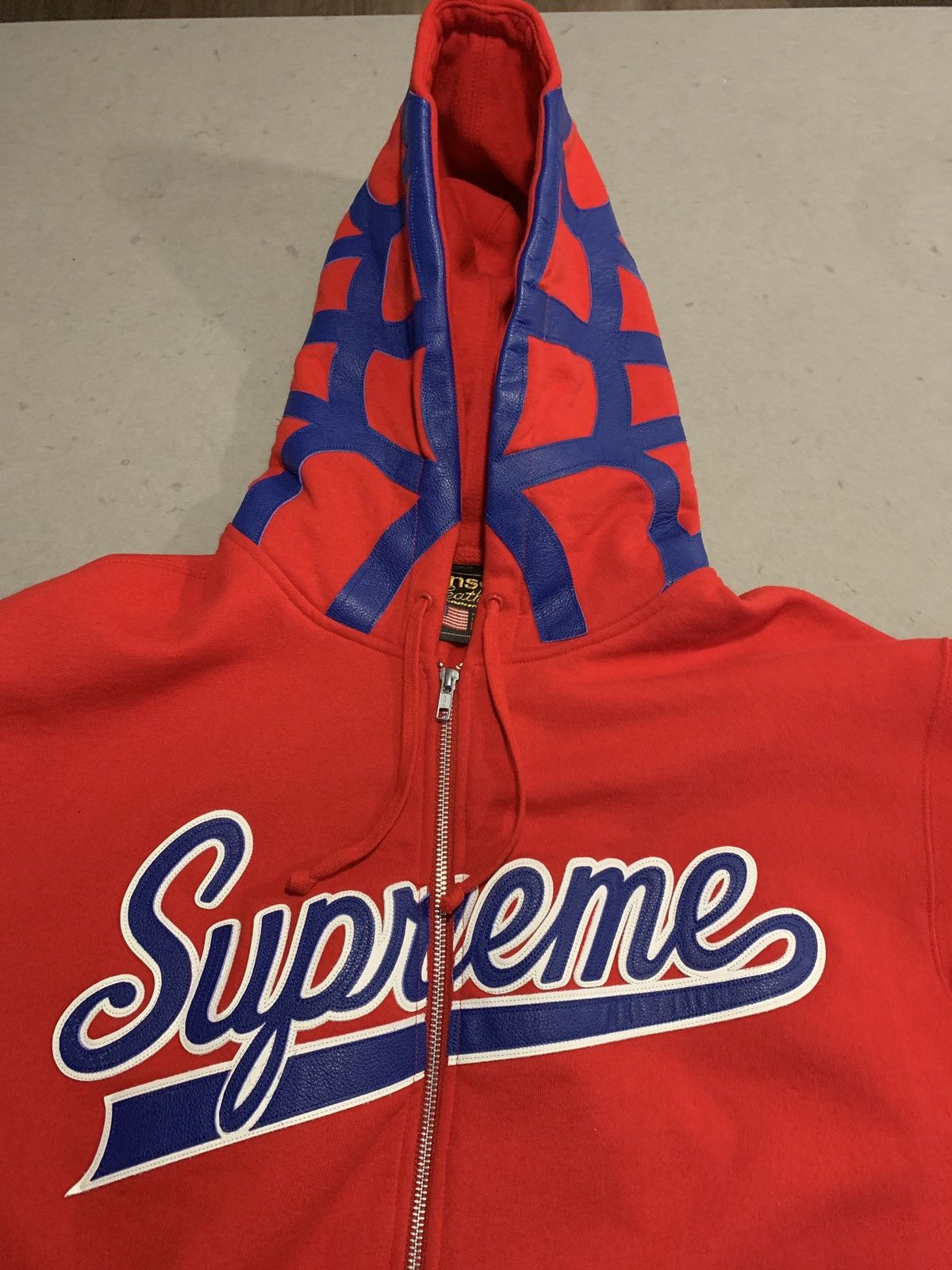 Supreme x Vanson Leathers Spider Zip-Up Hoodie - Red