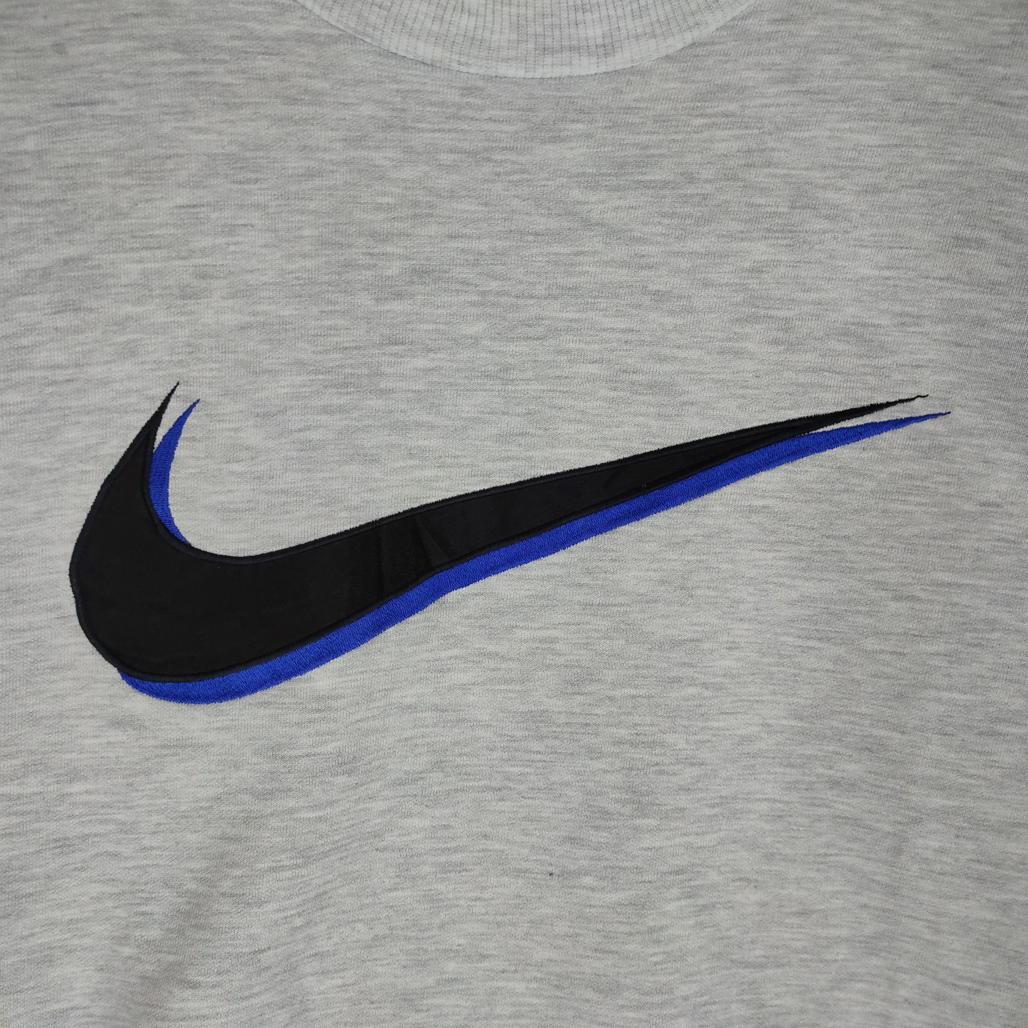 Nike Vintage 90s NIKE DOUBLE EMBROIDERY Big Swoosh Sweatshirt Size US XL / EU 56 / 4 - 3 Thumbnail
